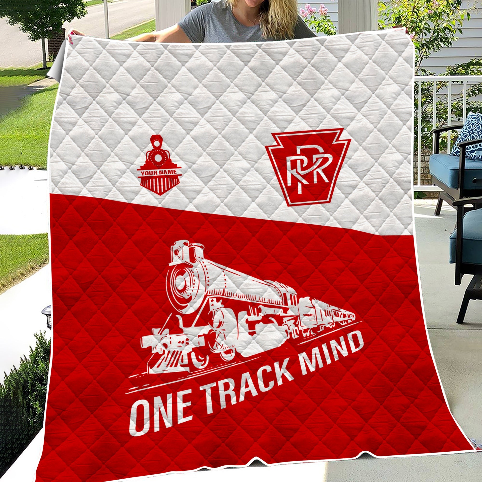 Railspirit Personalized Pennsylvania Railroad Premium Quilt One Track Mind Train Premium Quilt Gift Idea For Train Lover