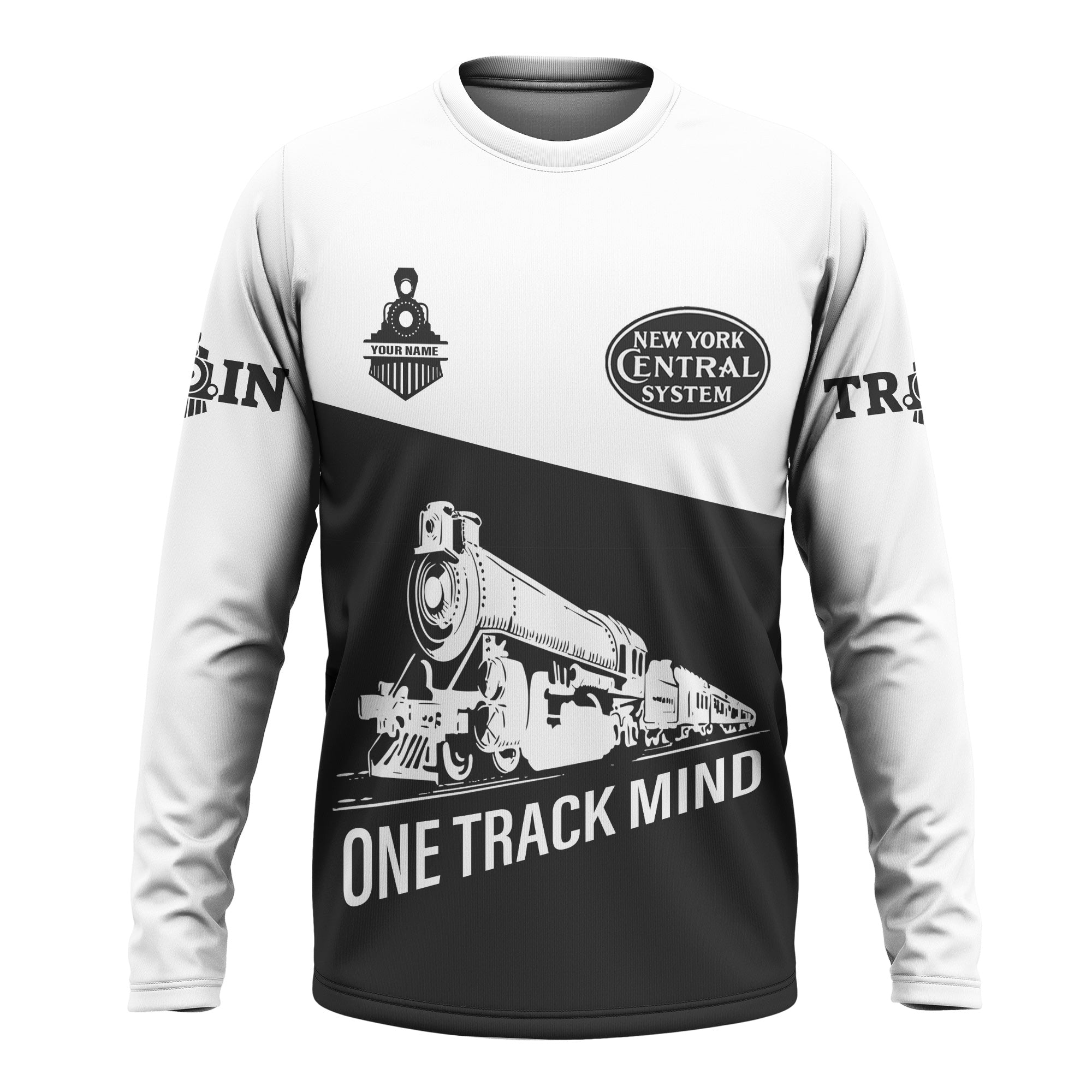 Railspirit Custom Name New York Central Railroad Long Sleeve Shirt One Track Mind Printed Shirt