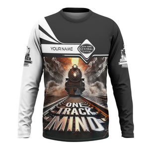 Railspirit Personalized New York Central Railroad Long Sleeve Shirt One Track Mind Train Printed Shirt