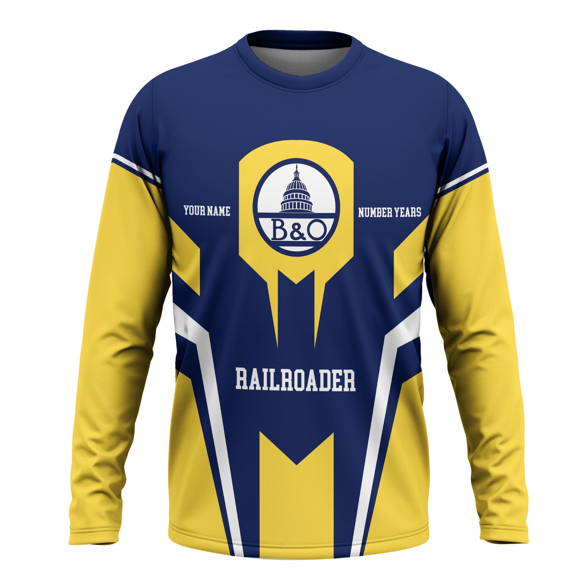 Railspirit Personalized Baltimore and Ohio Railroad Long Sleeve Shirt Custom Year Railroader B&O Shirt Gift Idea For Train Lover