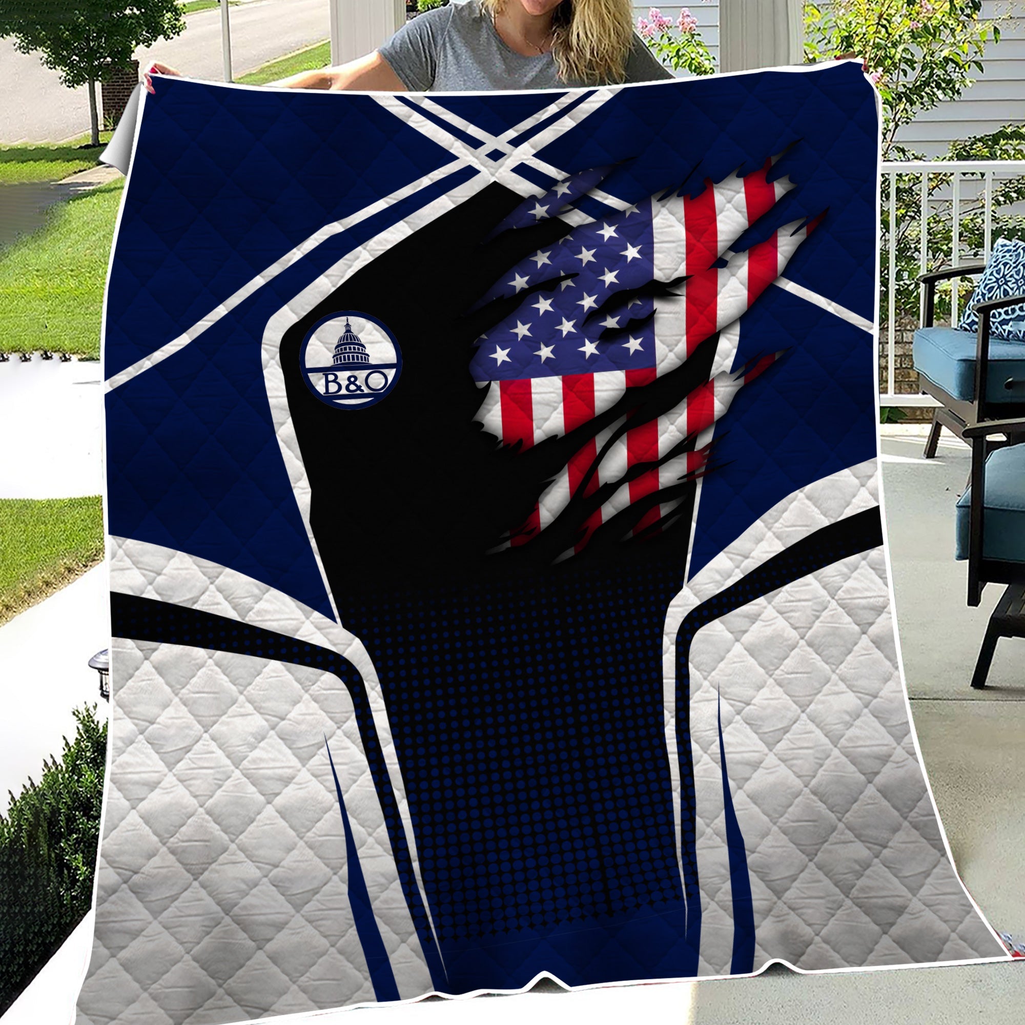 Railspirit Personalized Baltimore and Ohio Railroad Premium Quilts American Vintage B&O All Over Printed Premium Quilts