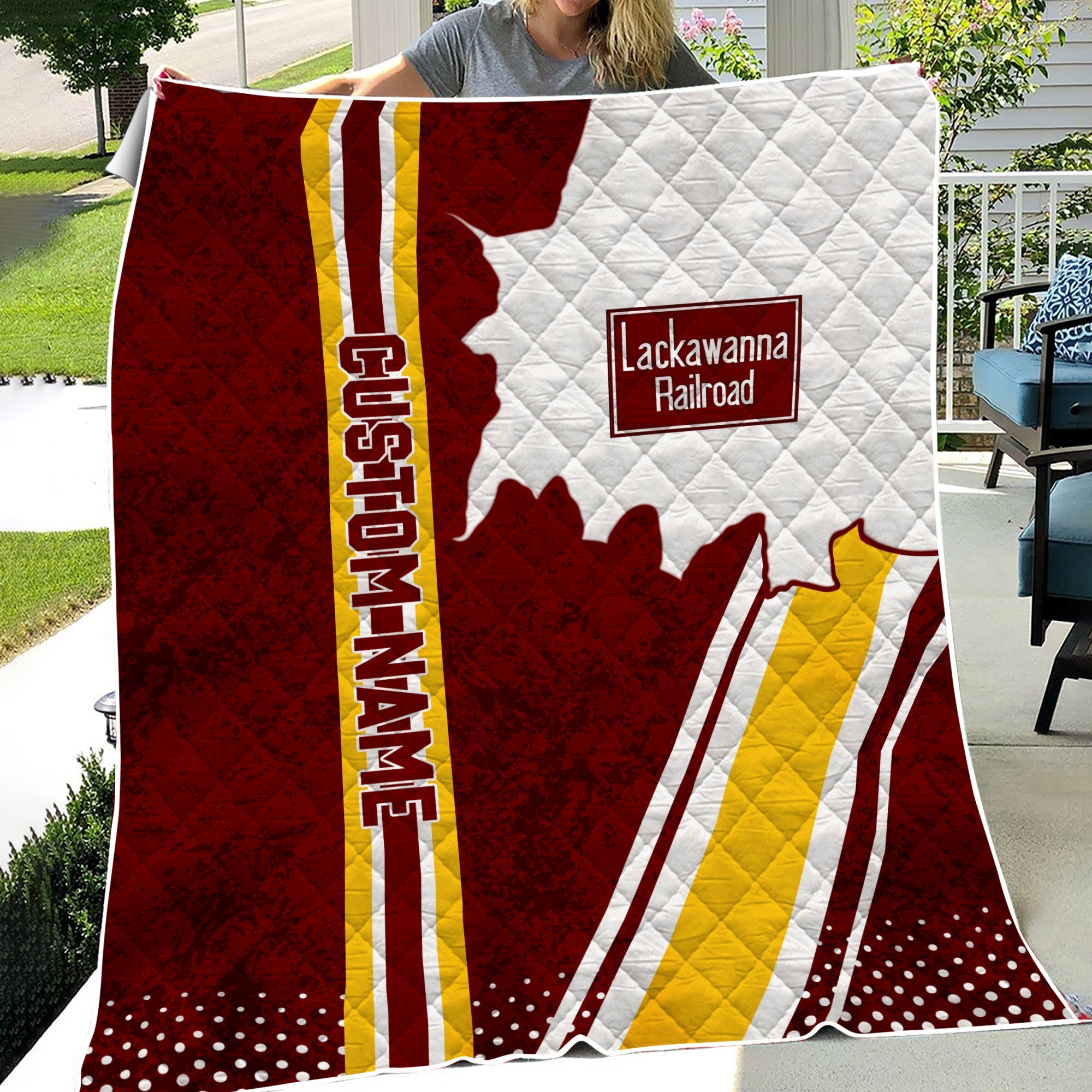 Railspirit Personalized Delaware, Lackawanna and Western Railroad Premium Quilts Vintage DL&W All Over Printed Premium Quilts