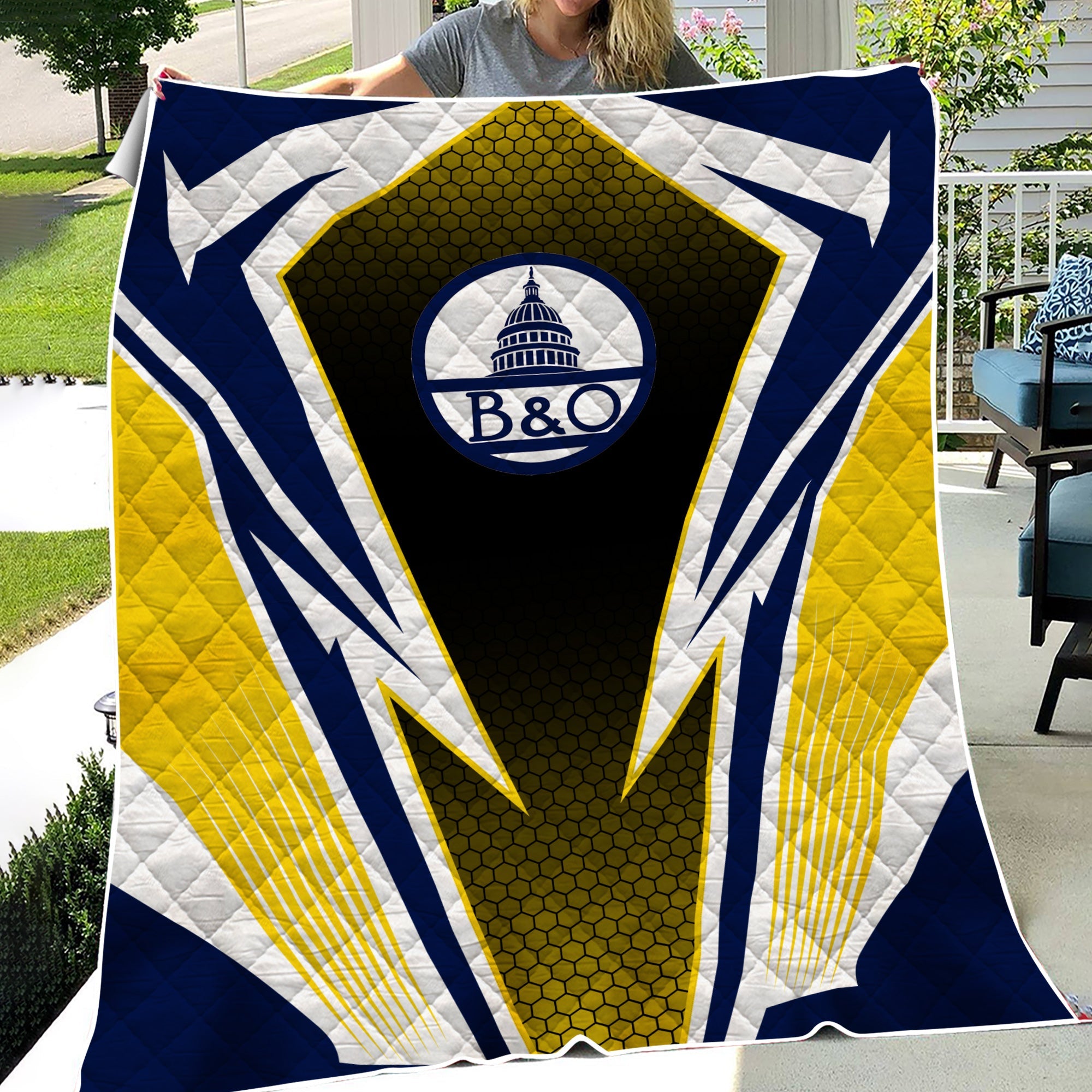 Railspirit Baltimore and Ohio Railroad Premium Quilts Lightning Graphic Style B&O Premium Quilts Gift Idea For Train Lover