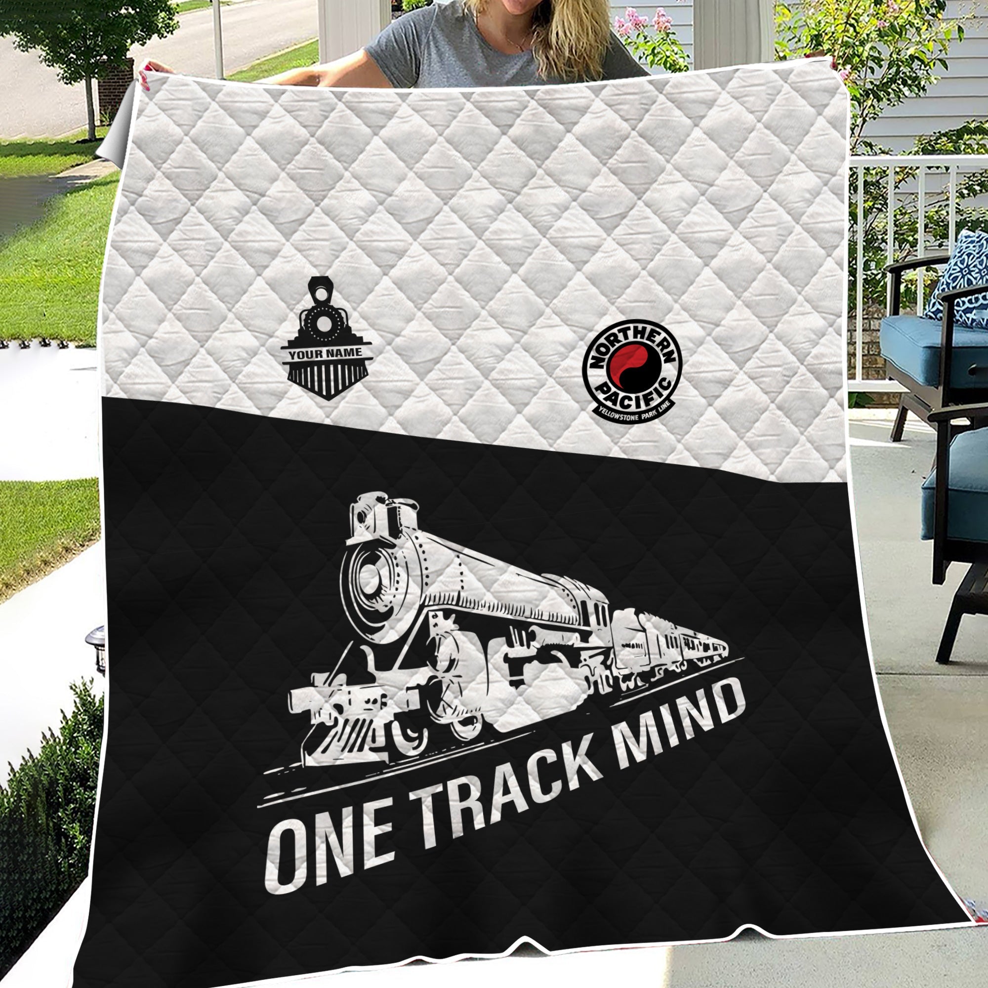 Railspirit Personalized Northern Pacific Railway Premium Quilt One Track Mind Train Premium Quilt Gift Idea For Train Lover