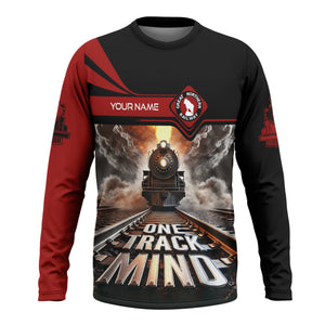 Railspirit Personalized Great Northern Railway Long Sleeve Shirt One Track Mind GNR Train Printed Shirt