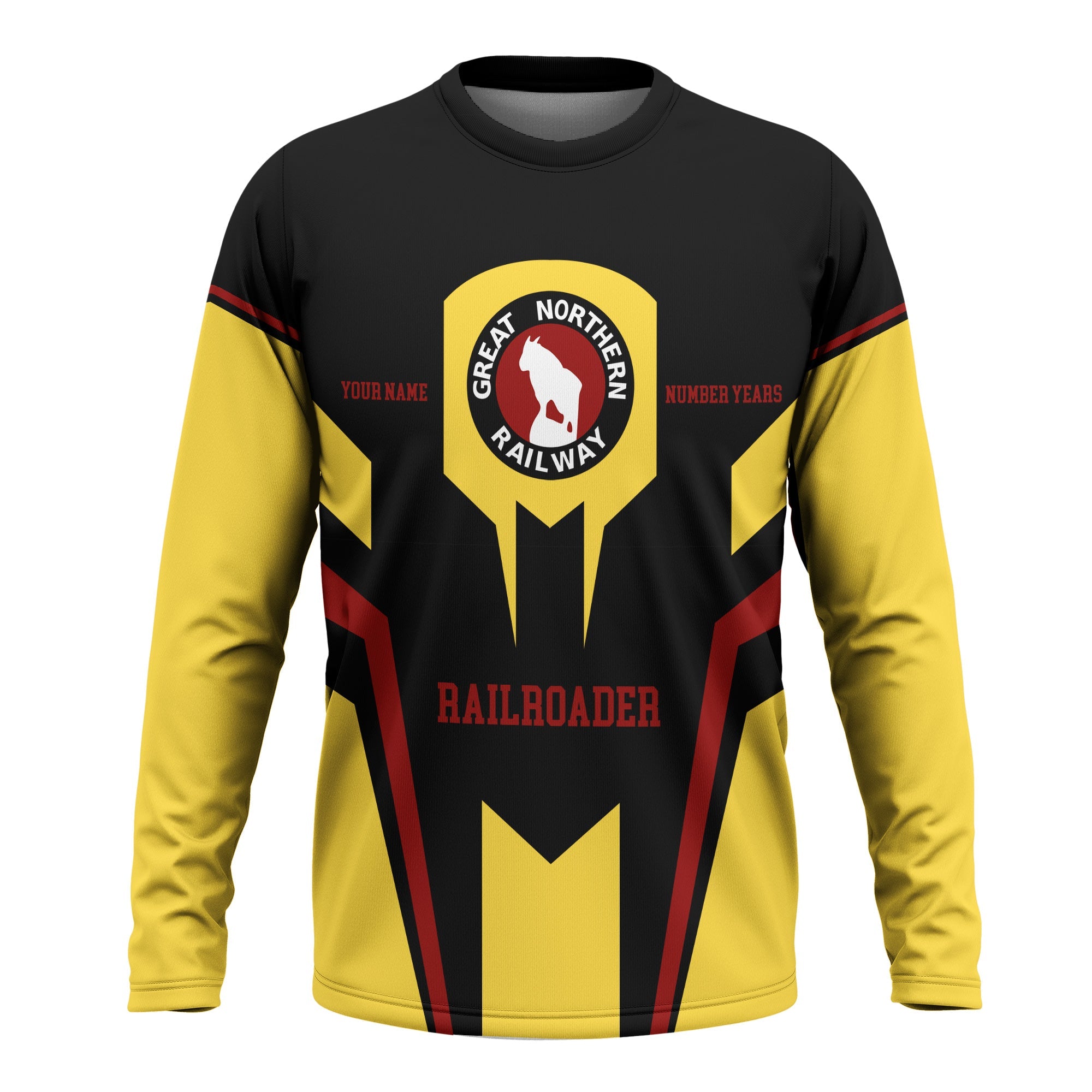 Railspirit Personalized Great Northern Railway Long Sleeve Shirt Custom Year Railroader GNR Shirt Gift Idea For Train Lover