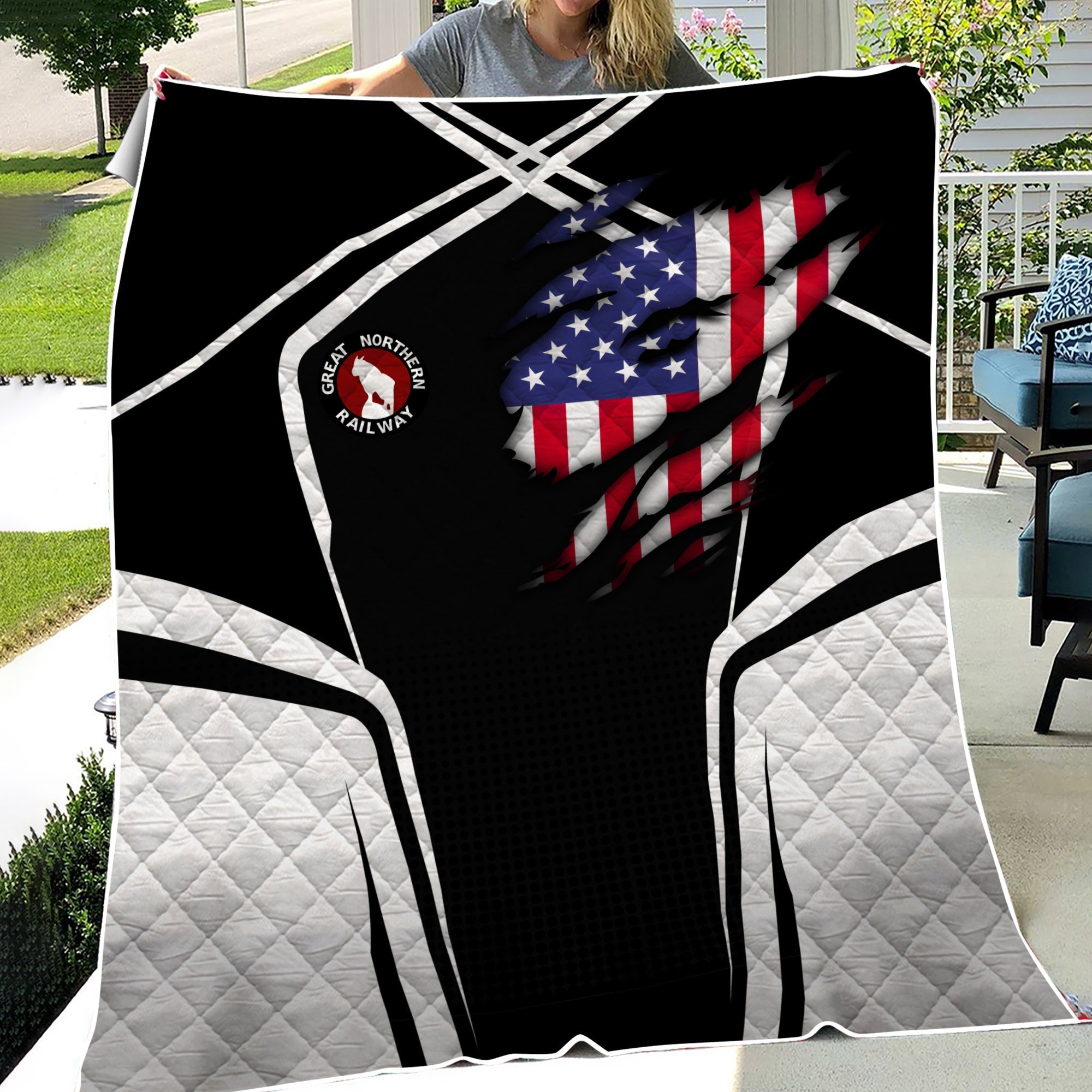 Railspirit Personalized Great Northern Railway Premium Quilts American Vintage GNR All Over Printed Premium Quilts