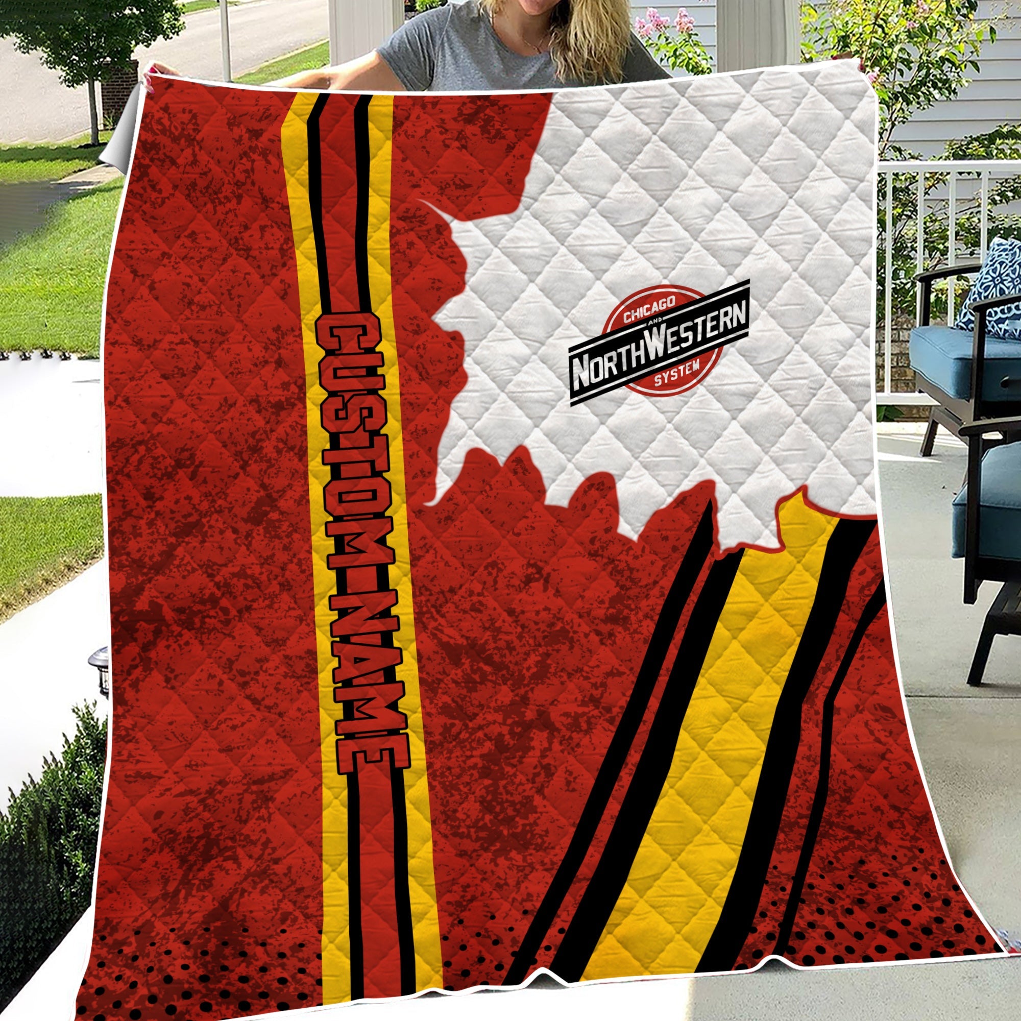 Railspirit Personalized Chicago and North Western Railway Premium Quilts Vintage All Over Printed Premium Quilts