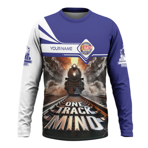 Railspirit Personalized Chicago, Burlington and Quincy Railroad Long Sleeve Shirt One Track Mind Train Printed Shirt