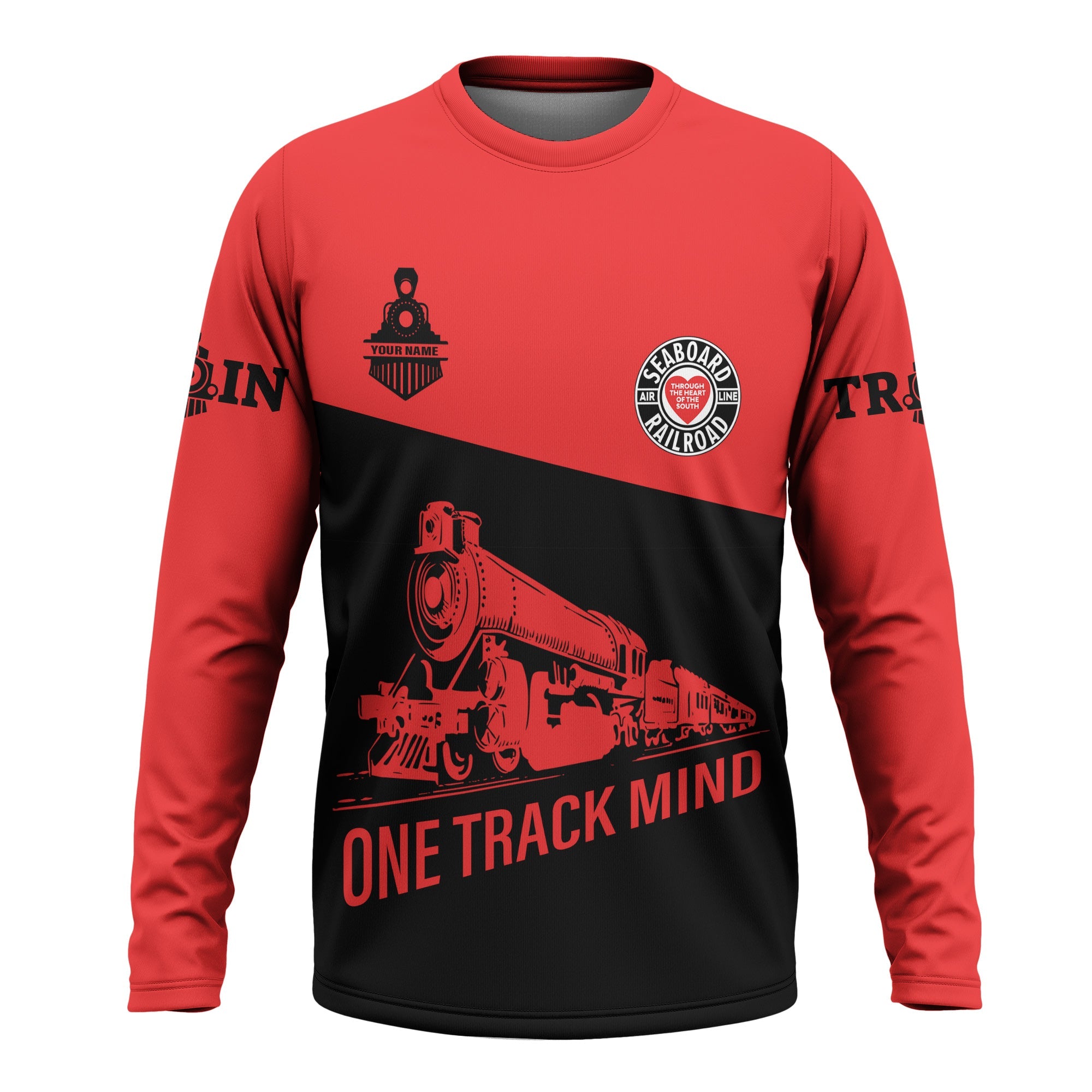 Railspirit Custom Name Seaboard Air Line Railroad Long Sleeve Shirt One Track Mind Printed Shirt