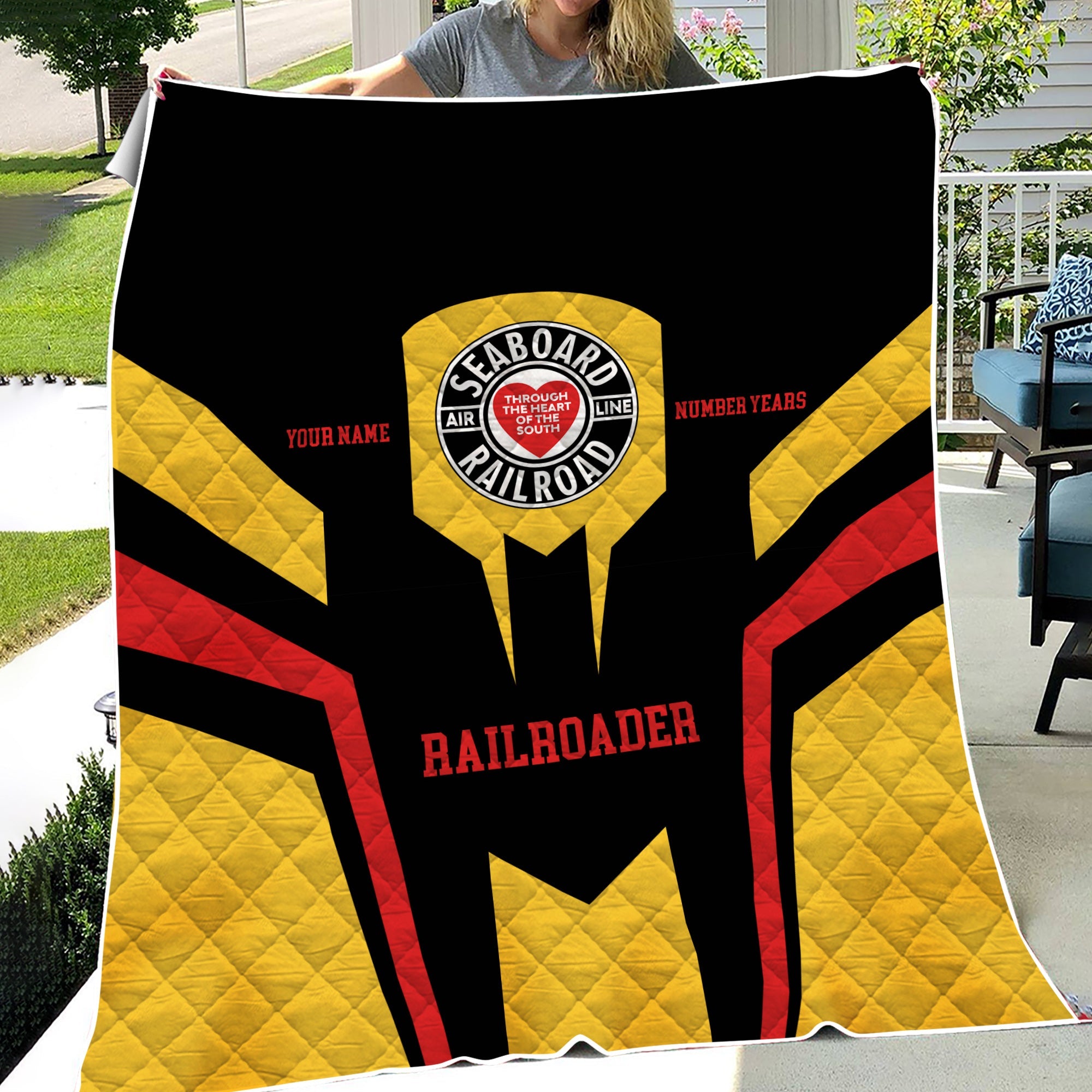 Railspirit Personalized Seaboard Air Line Railroad Premium Quilts Custom Year Railroader Gift Idea For Train Lover
