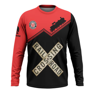 Railspirit Personalized Seaboard Air Line Railroad Long Sleeve Shirt Railroad Crossing Printed Train Track Shirt