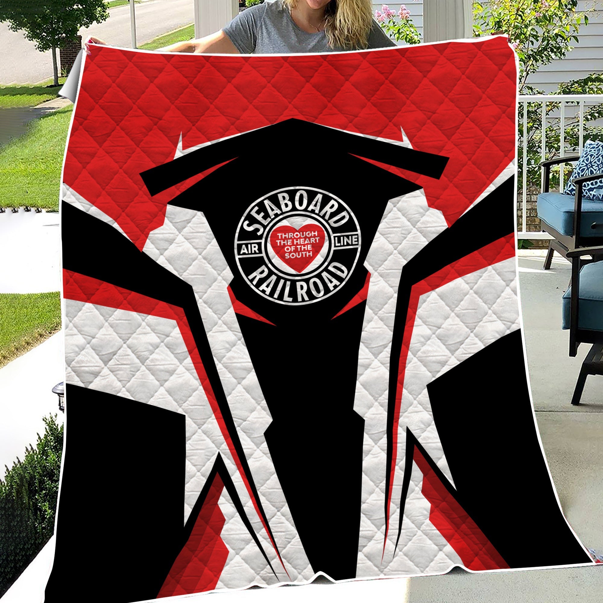 Railspirit Personalized Seaboard Air Line Railroad Premium Quilts Strong Line Train Premium Quilts Gift Idea For Train Lover