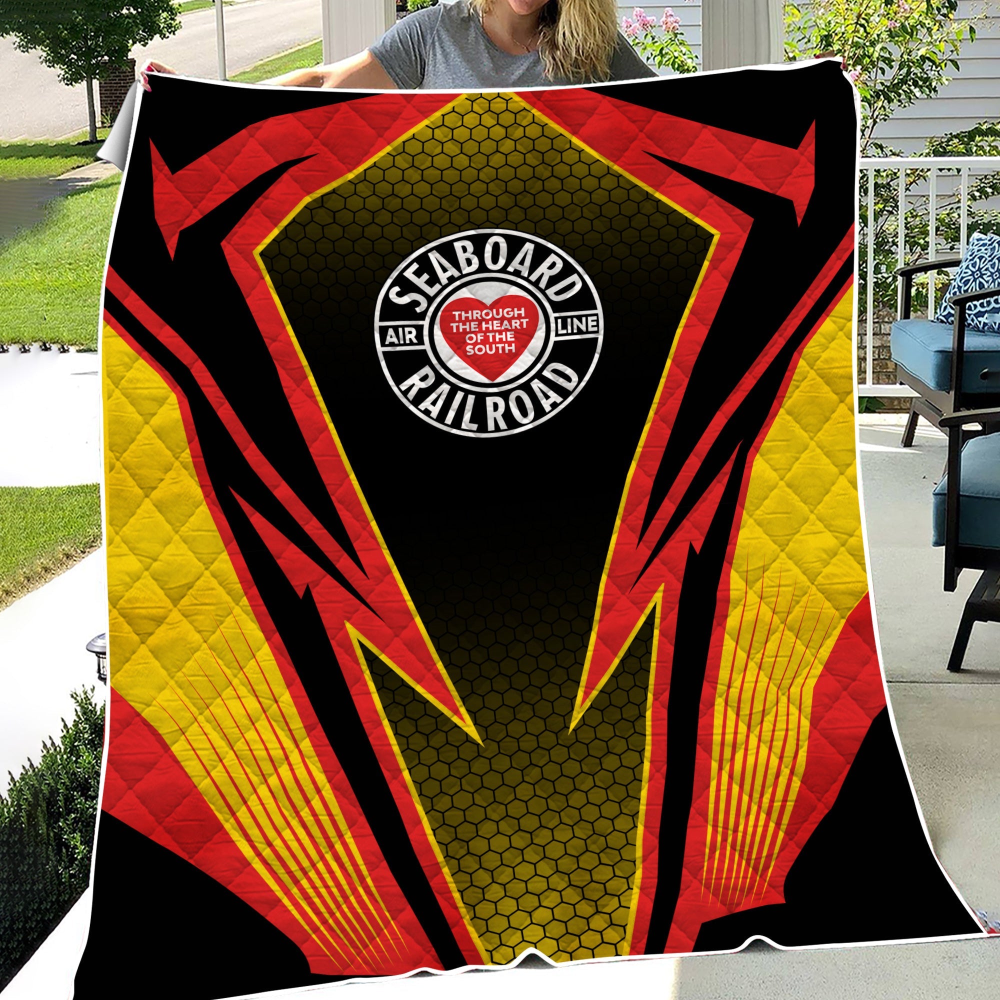 Railspirit Seaboard Air Line Railroad Premium Quilts Lightning Graphic Style Premium Quilts Gift Idea For Train Lover