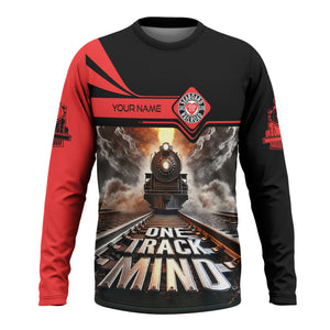 Railspirit Personalized Seaboard Air Line Railroad Long Sleeve Shirt One Track Mind Train Printed Shirt