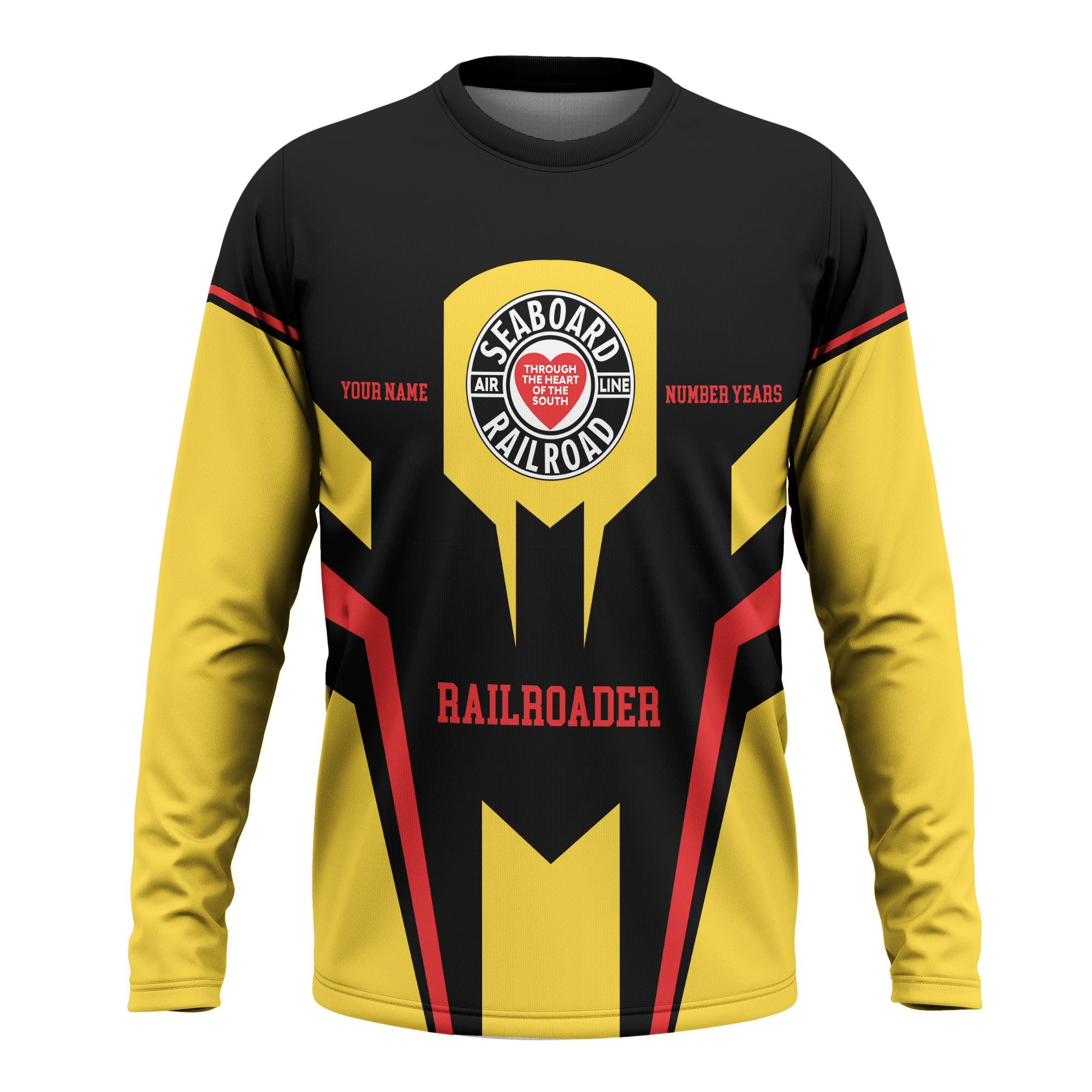 Railspirit Personalized Seaboard Air Line Railroad Long Sleeve Shirt Custom Year Railroader Shirt Gift Idea For Train Lover