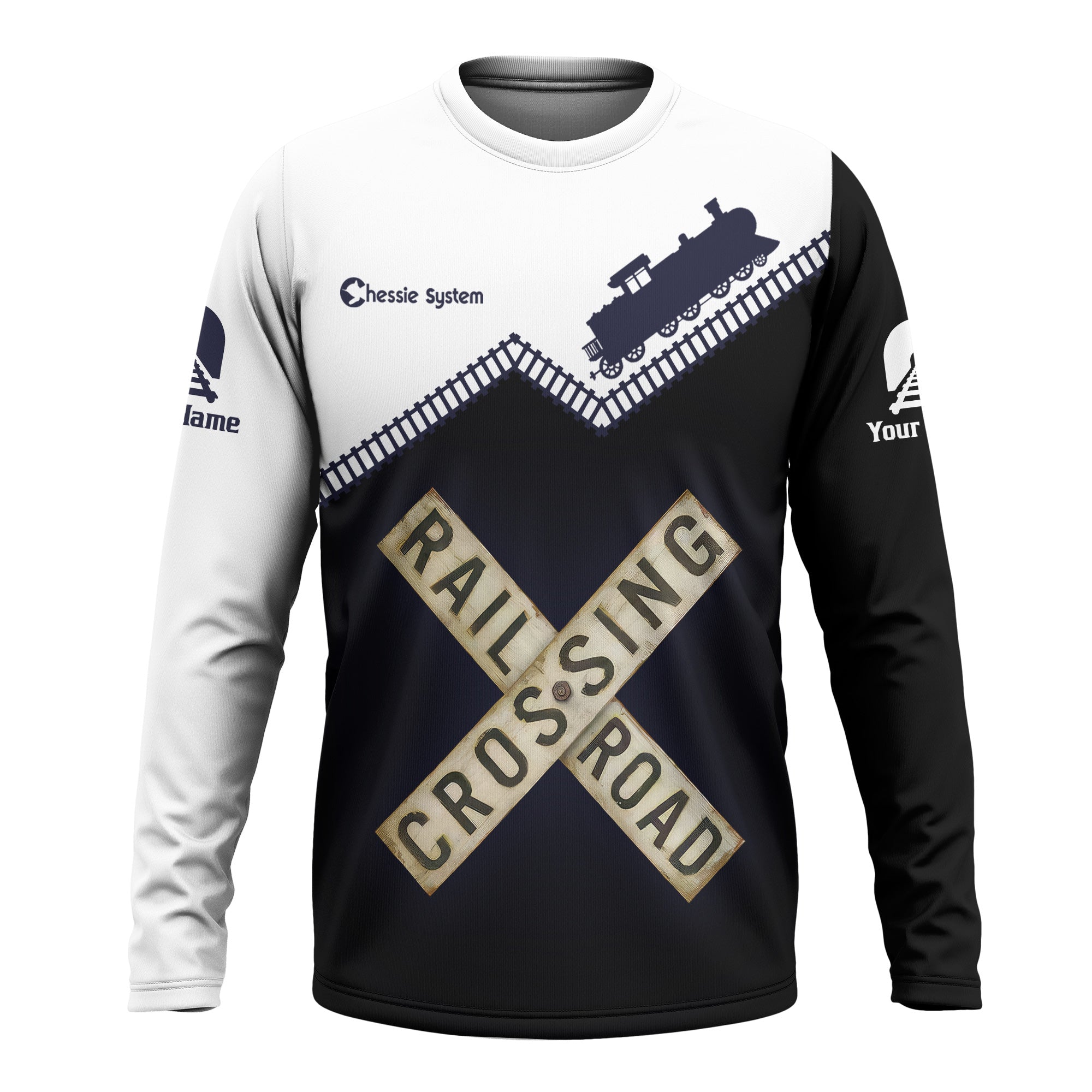 Railspirit Personalized Chessie System Railroad Long Sleeve Shirt Railroad Crossing Printed Train Track Shirt
