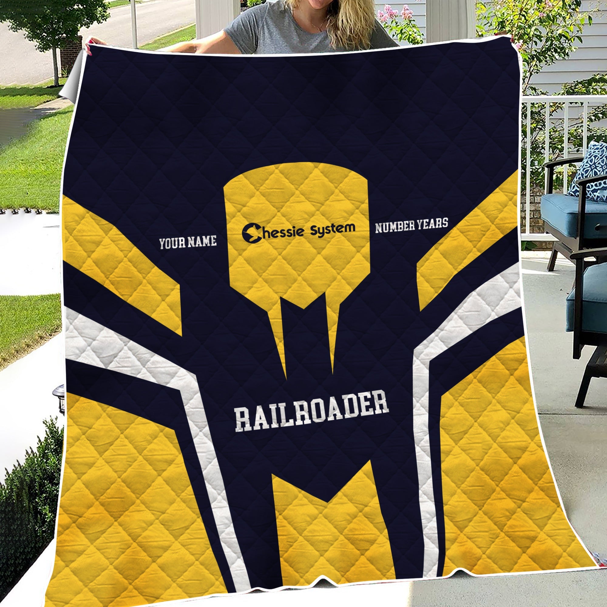 Railspirit Personalized Chessie System Railroad Premium Quilts Custom Year Railroader Gift Idea For Train Lover
