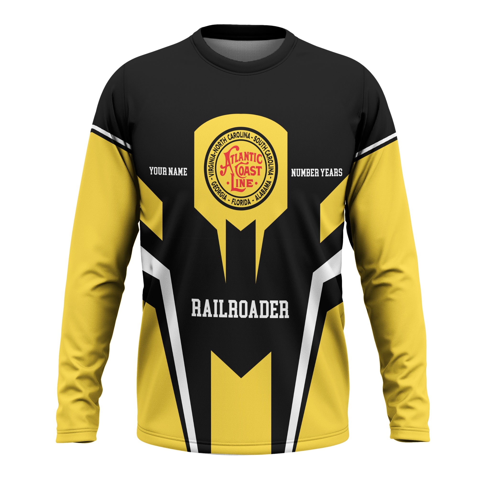 Railspirit Personalized Atlantic Coast Line Railroad Long Sleeve Shirt Custom Year Railroader Shirt Gift Idea For Train Lover