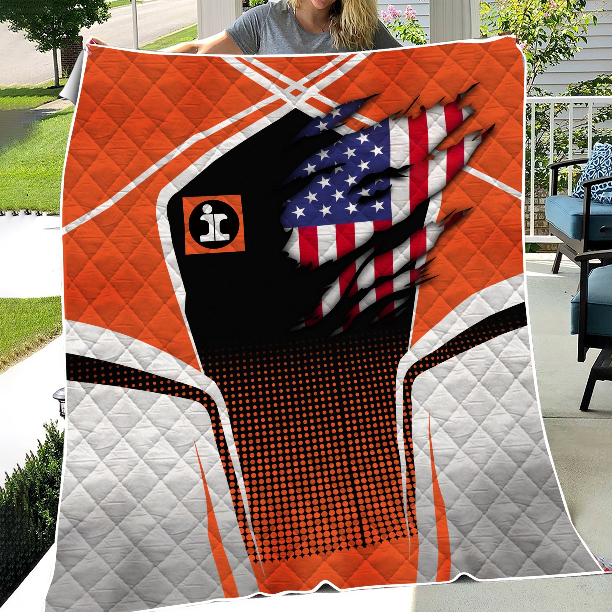 Railspirit Personalized Illinois Central Railroad Premium Quilts American Vintage All Over Printed Premium Quilts