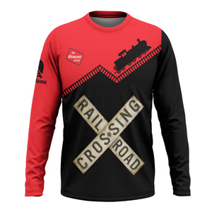 Railspirit Personalized Chicago, Milwaukee, St. Paul and Pacific Railroad Long Sleeve Shirt Railroad Crossing Printed Train Track Shirt