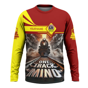 Railspirit Personalized Denver and Rio Grande Western Railroad Long Sleeve Shirt One Track Mind Train Printed Shirt
