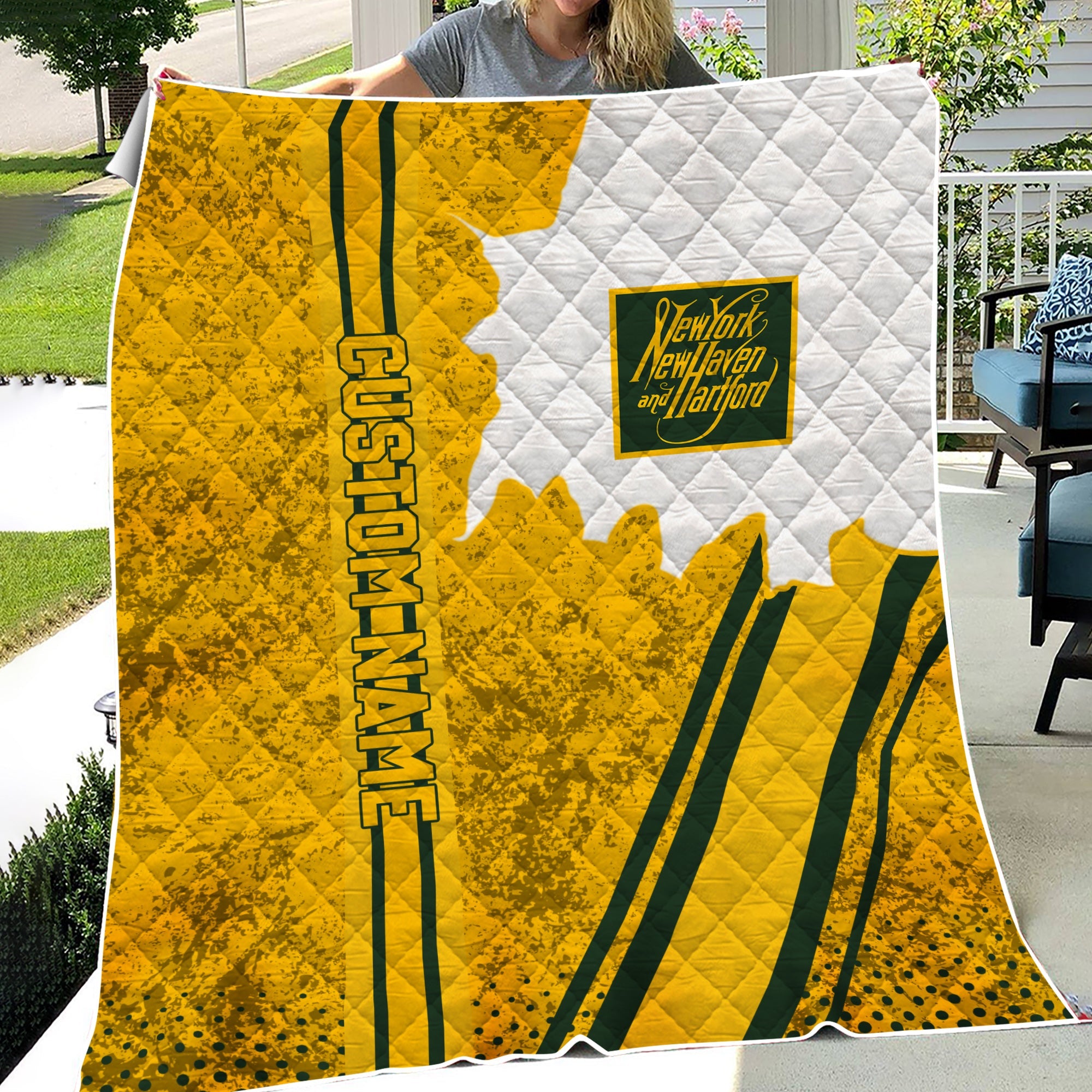 Railspirit Personalized New York, New Haven and Hartford Railroad Premium Quilts Vintage New Haven Railroad All Over Printed Premium Quilts