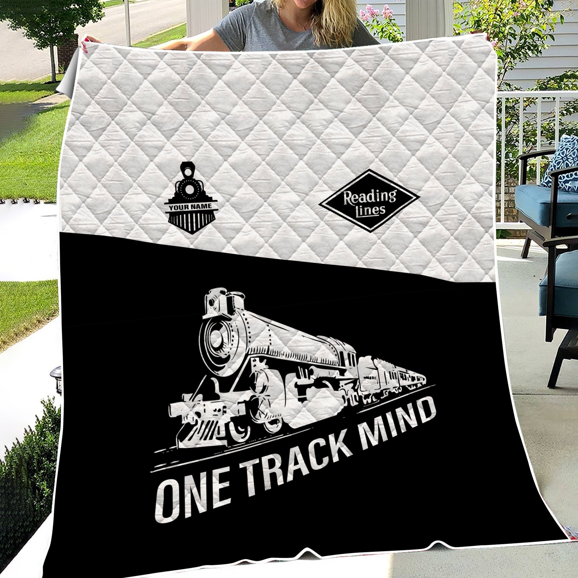 Railspirit Personalized Reading Railroad Premium Quilt One Track Mind Train Premium Quilt Gift Idea For Train Lover