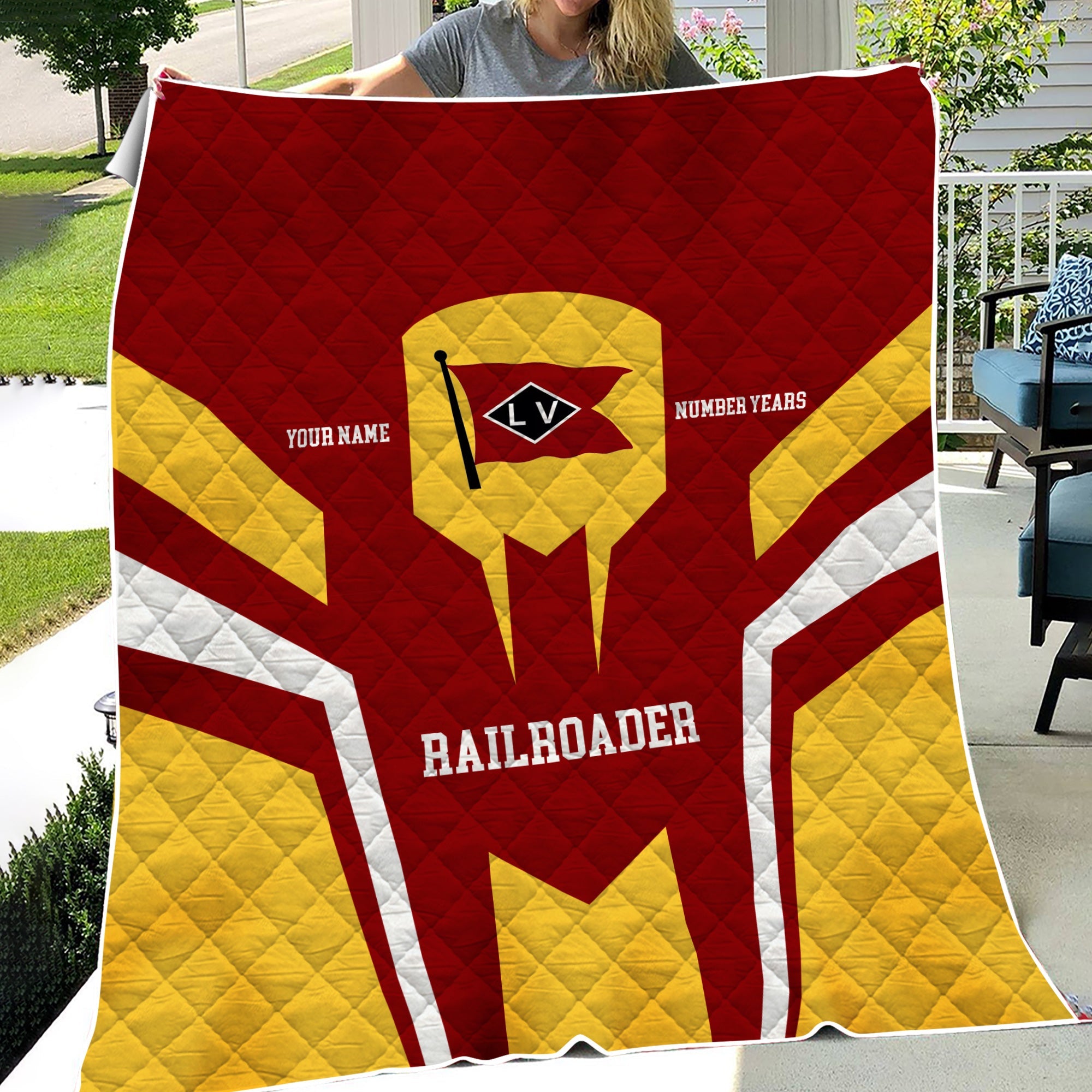 Railspirit Personalized Lehigh Valley Railroad Premium Quilts Custom Year Railroader Gift Idea For Train Lover