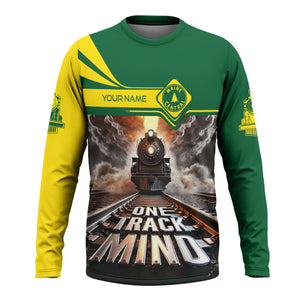 Railspirit Personalized Maine Central Railroad Long Sleeve Shirt One Track Mind Train Printed Shirt