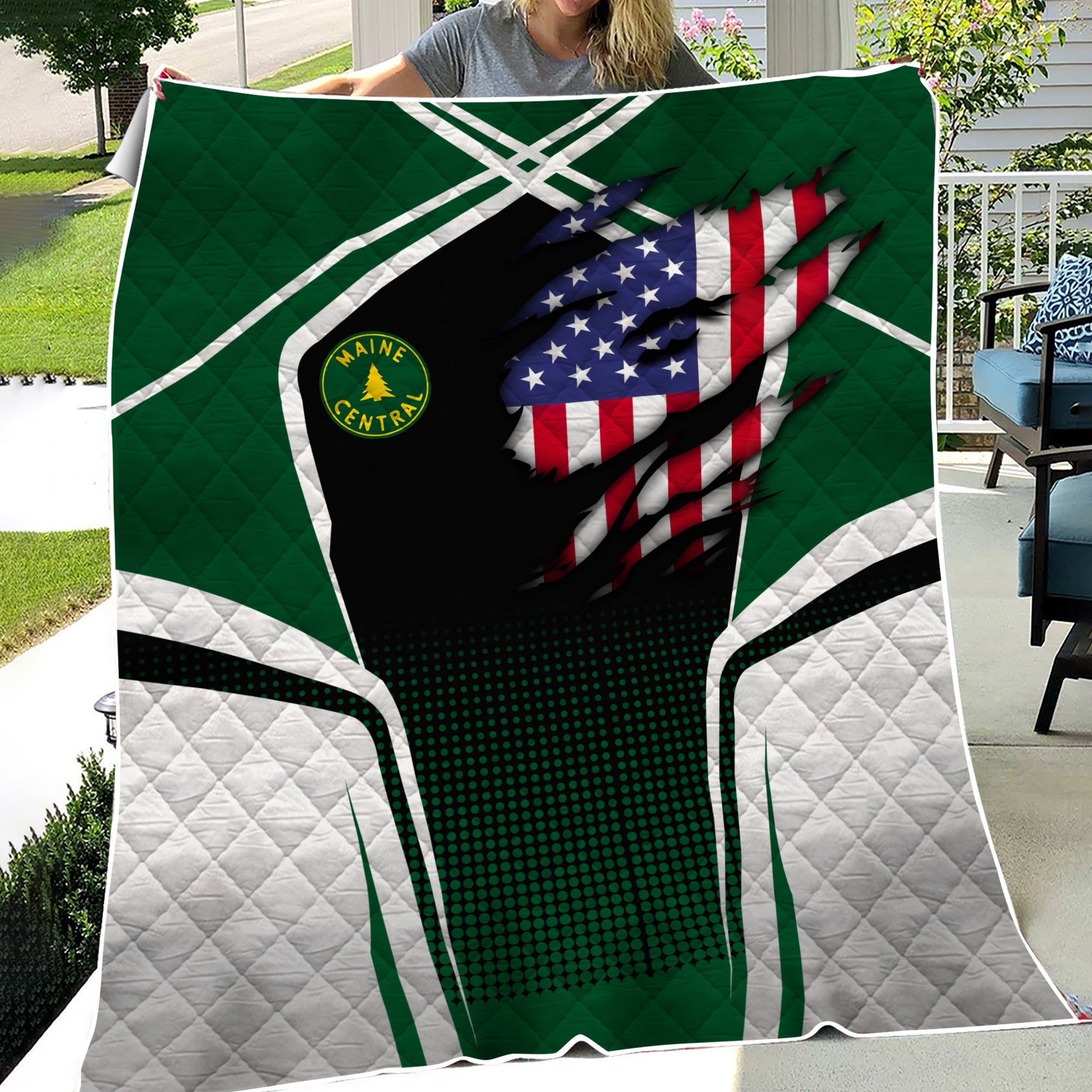 Railspirit Personalized Maine Central Railroad Premium Quilts American Vintage All Over Printed Premium Quilts