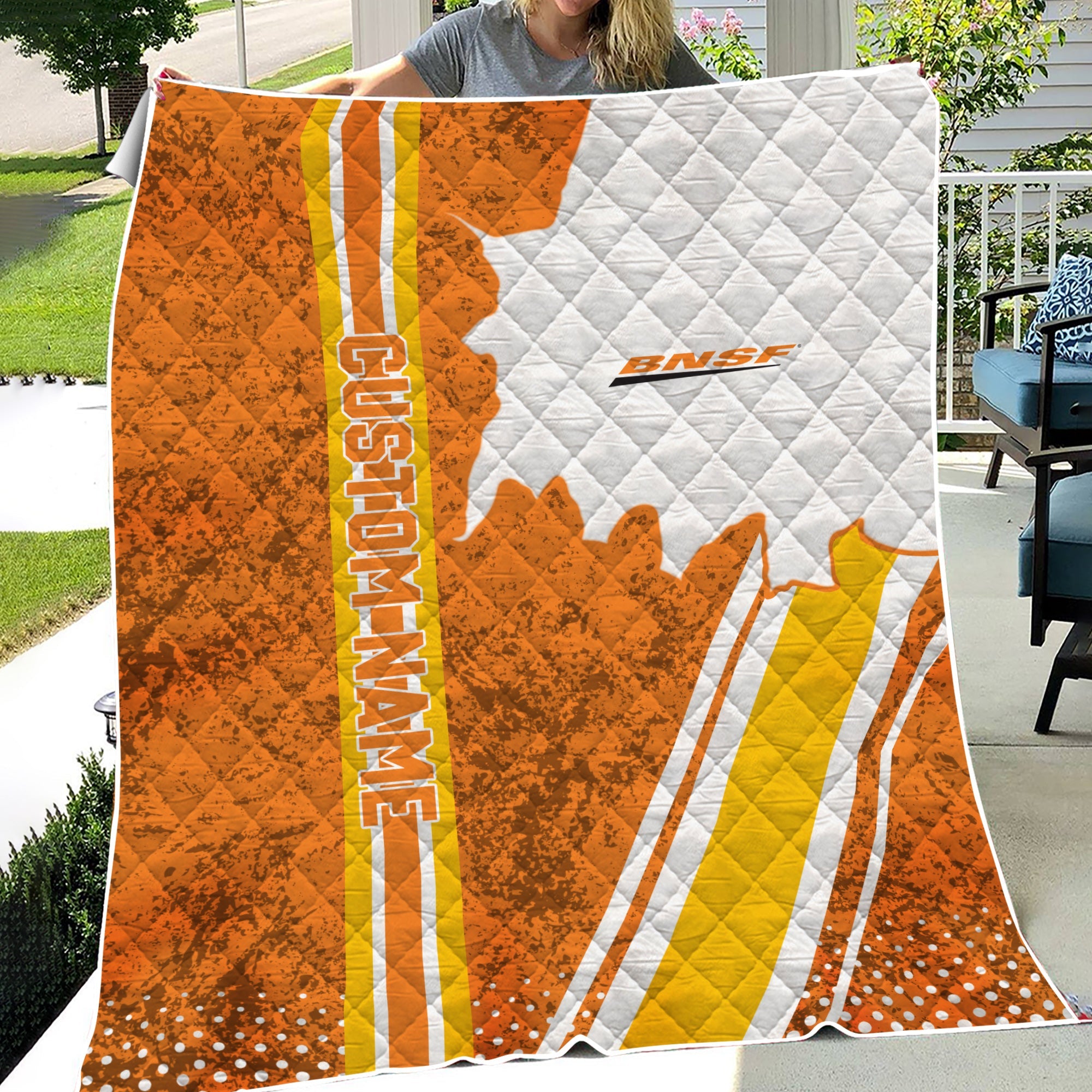 Railspirit Personalized BNSF Railway Premium Quilts Vintage All Over Printed Premium Quilts