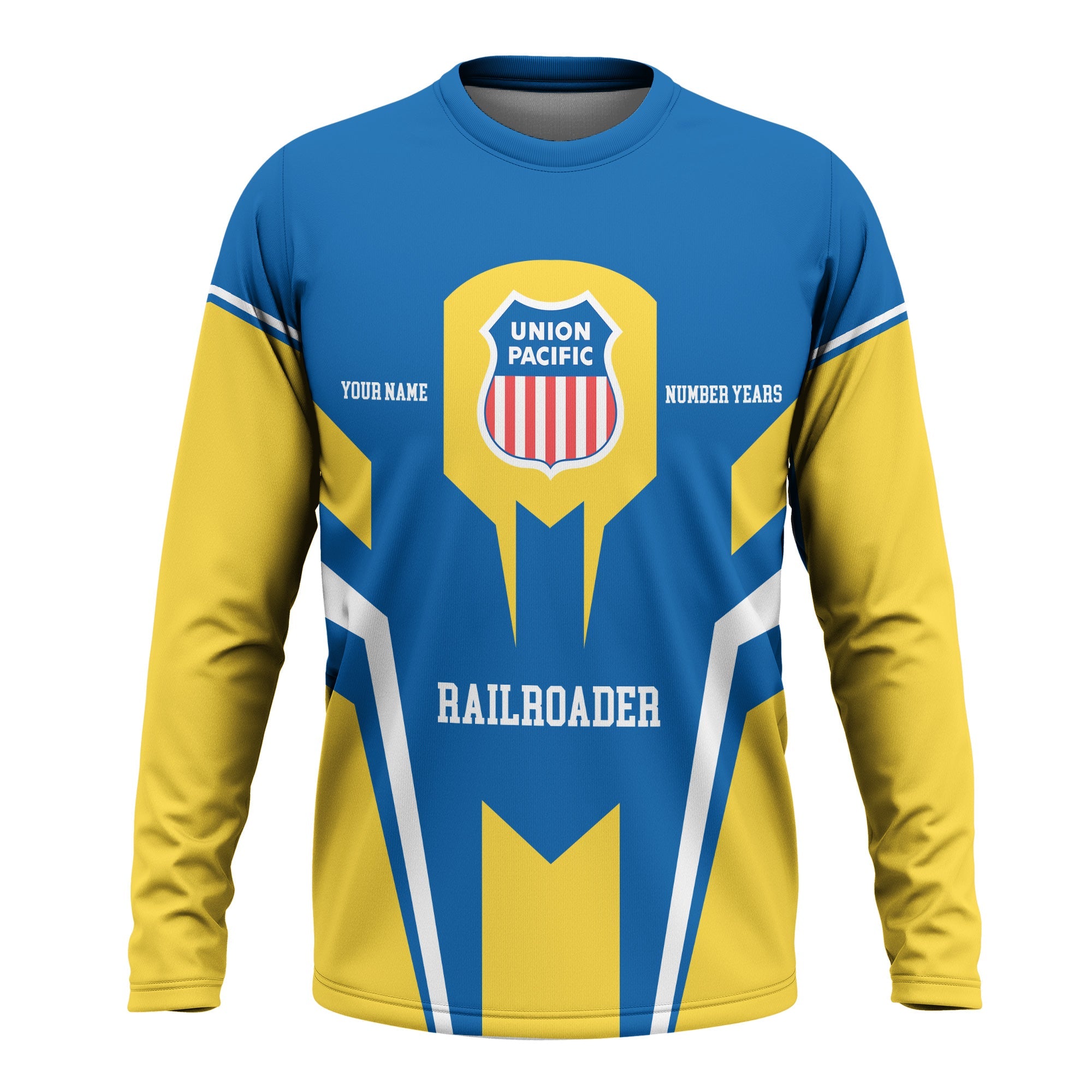 Railspirit Personalized Union Pacific Railroad Long Sleeve Shirt Custom Year Railroader Big Boy Shirt Gift Idea For Train Lover