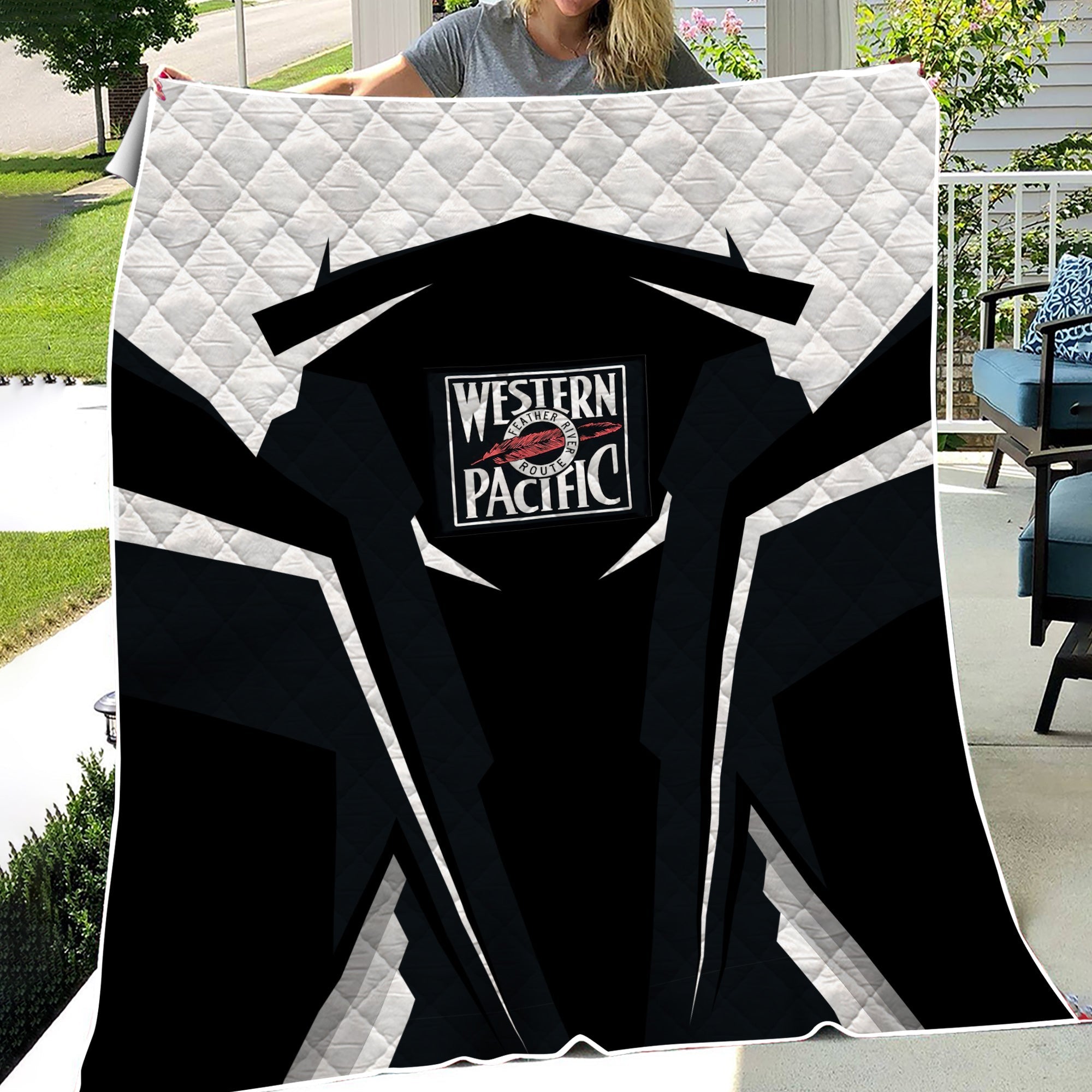 Railspirit Personalized Western Pacific Railroad Premium Quilts Strong Line Train Premium Quilts Gift Idea For Train Lover