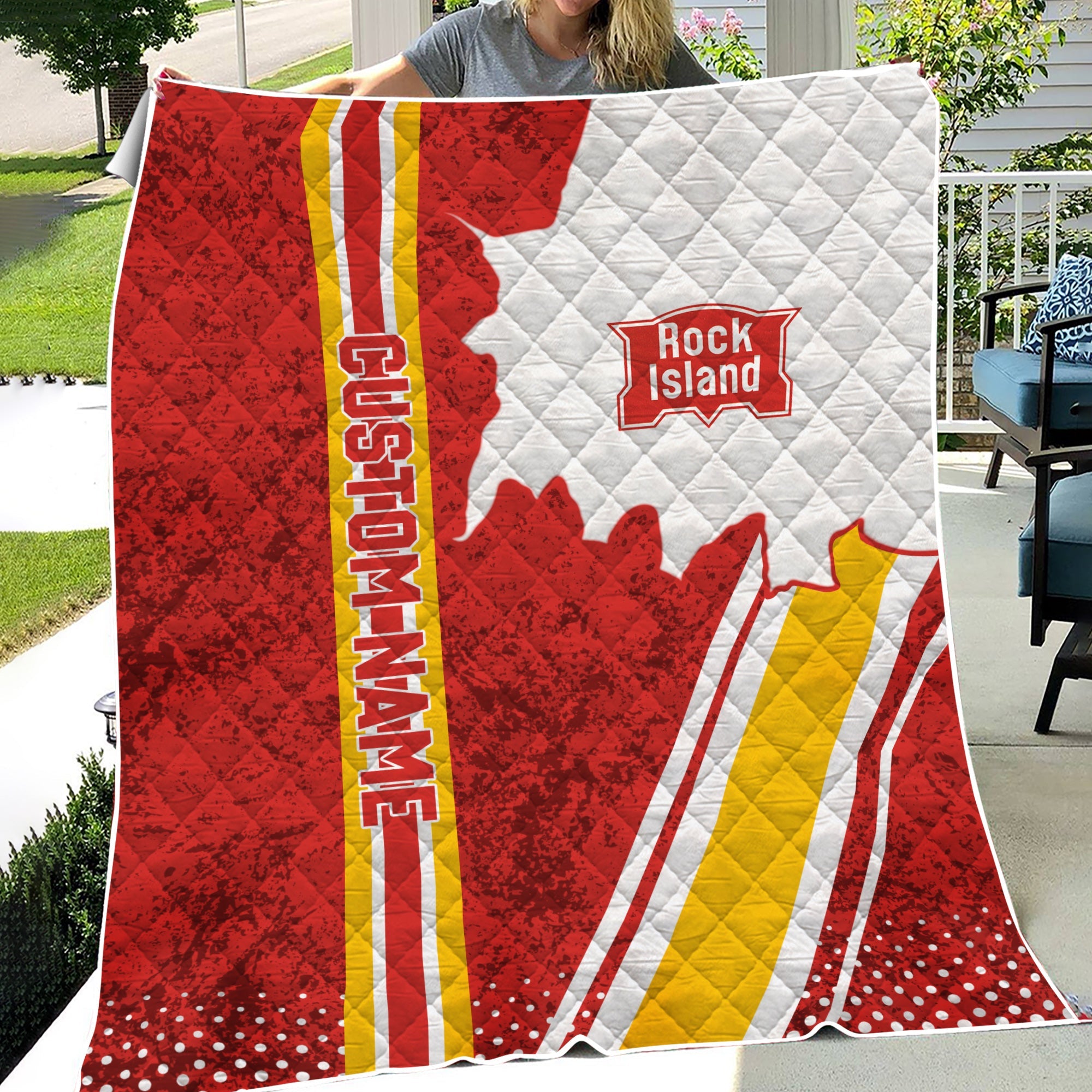 Railspirit Personalized Chicago, Rock Island and Pacific Railroad Premium Quilts Vintage Rock Island Railroad All Over Printed Premium Quilts