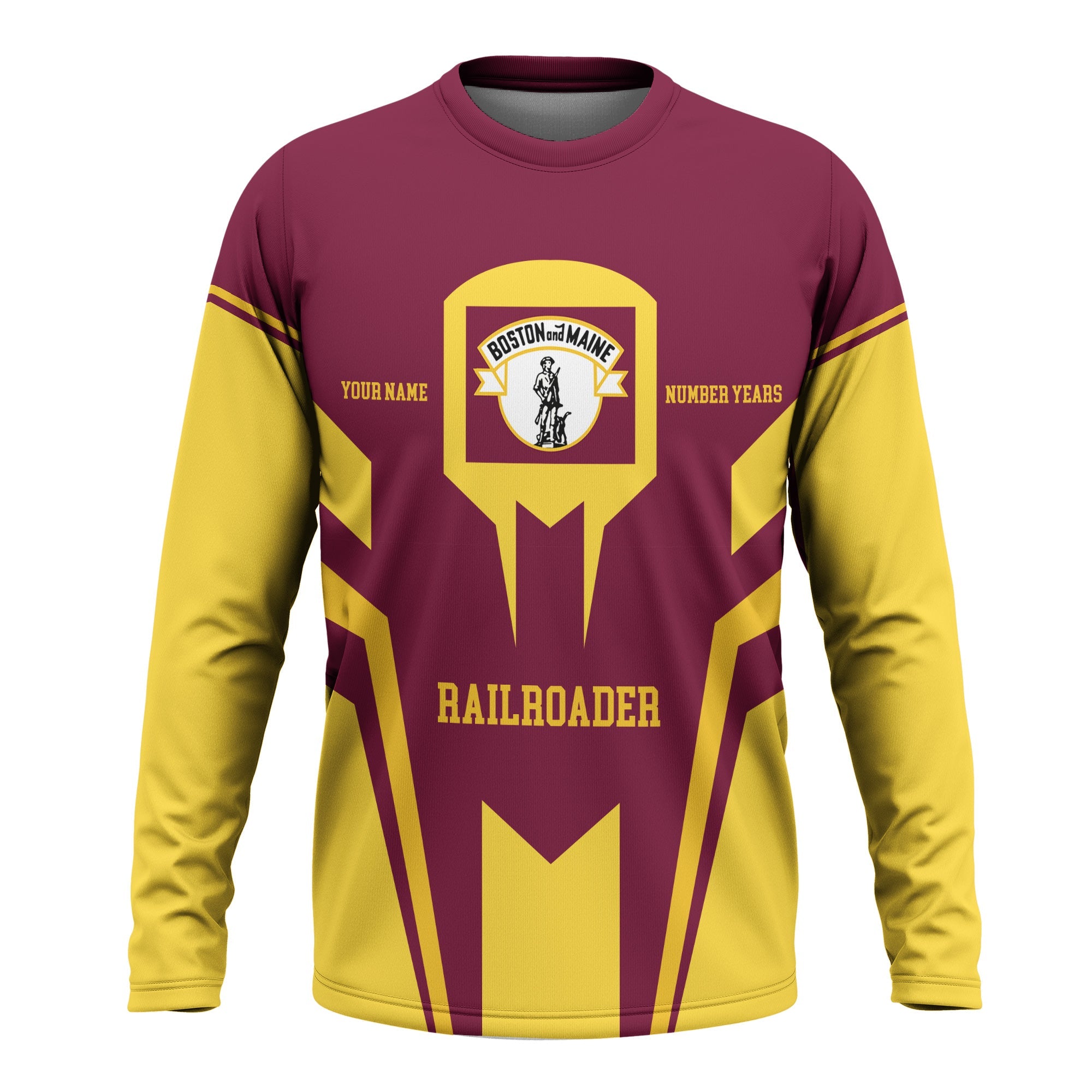 Railspirit Personalized Boston and Maine Railroad Long Sleeve Shirt Custom Year Railroader Shirt Gift Idea For Train Lover