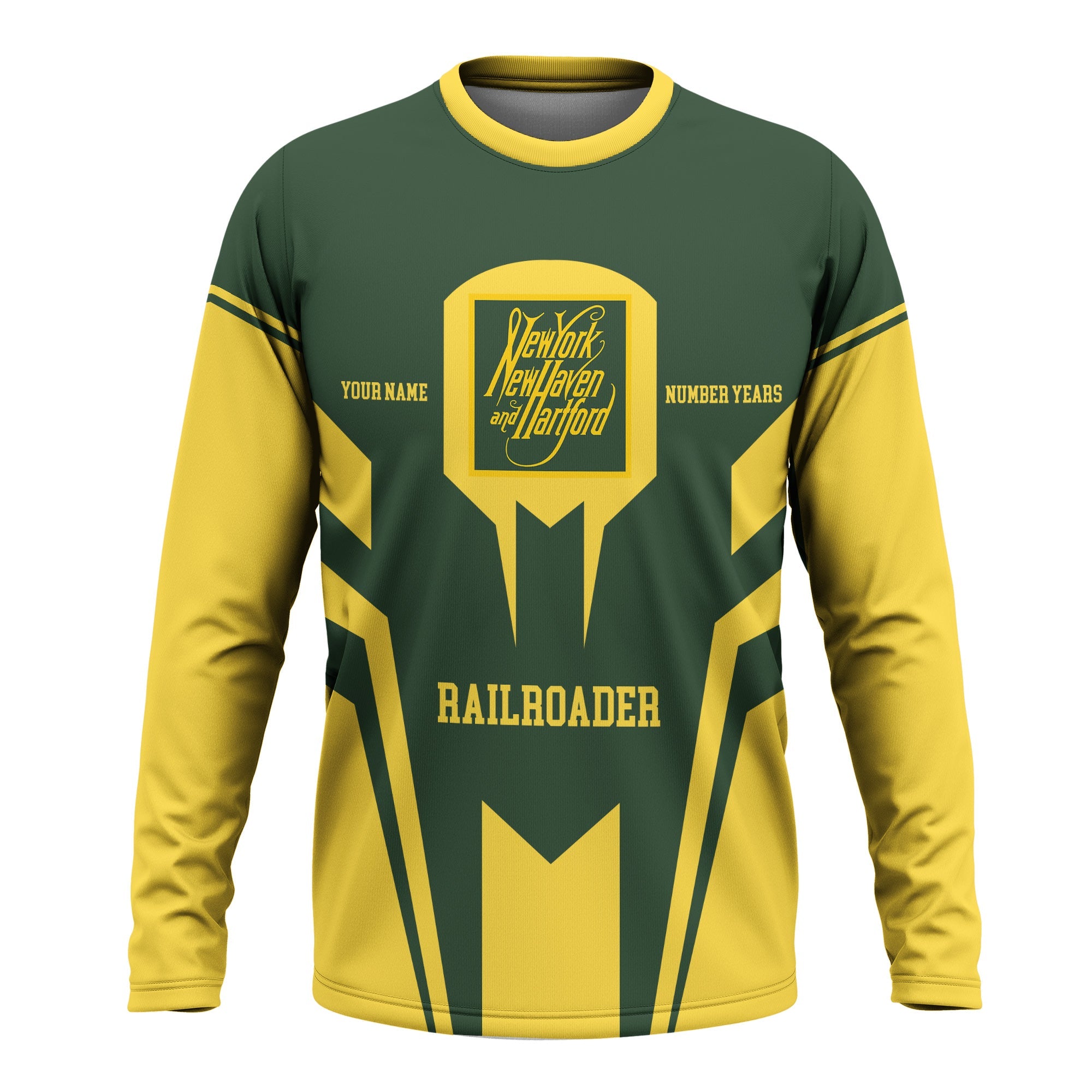 Railspirit Personalized New York, New Haven and Hartford Railroad Long Sleeve Shirt Custom Year Railroader New Haven Railroad Shirt