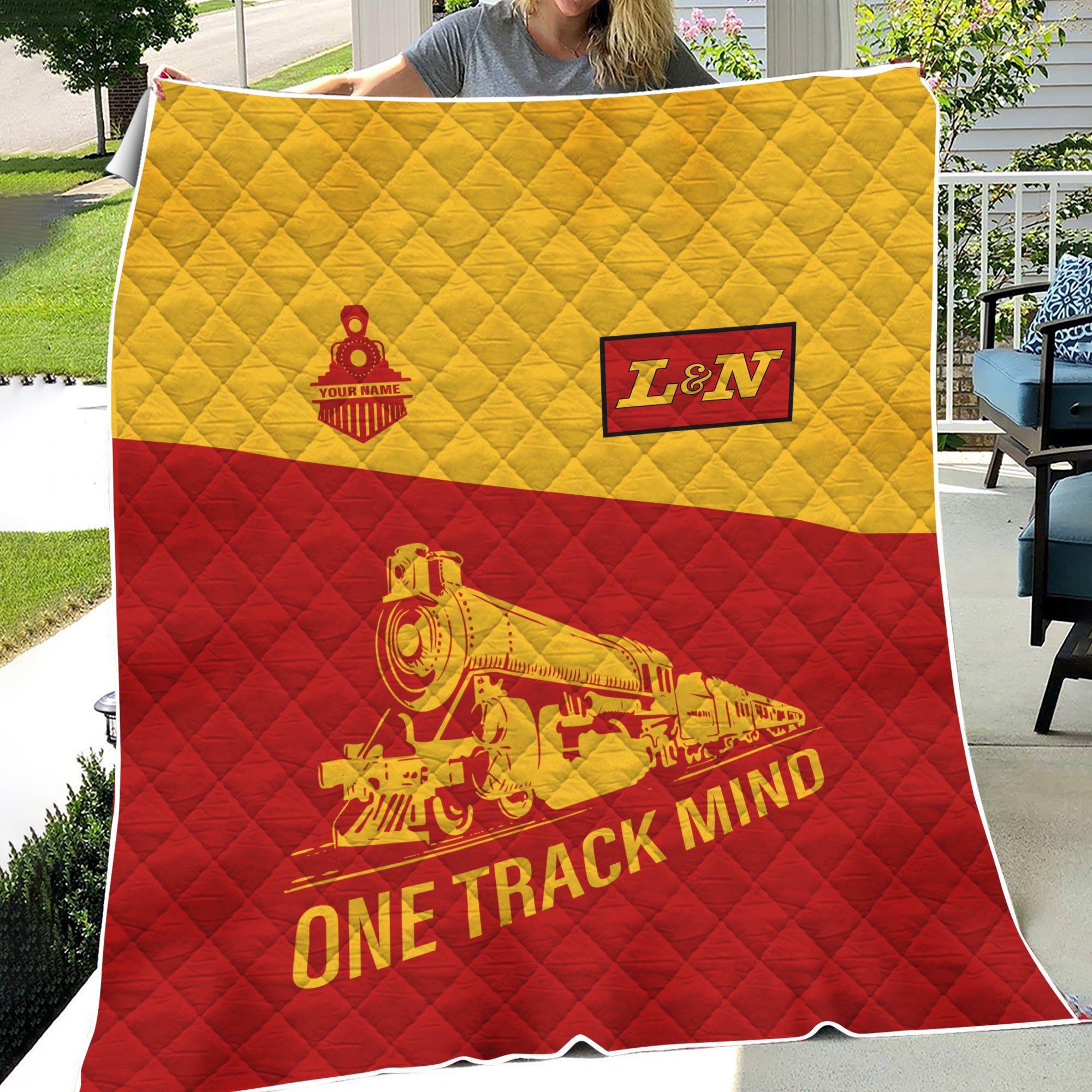 Railspirit Personalized Louisville and Nashville Railroad Premium Quilt One Track Mind L&N Train Premium Quilt Gift Idea For Train Lover