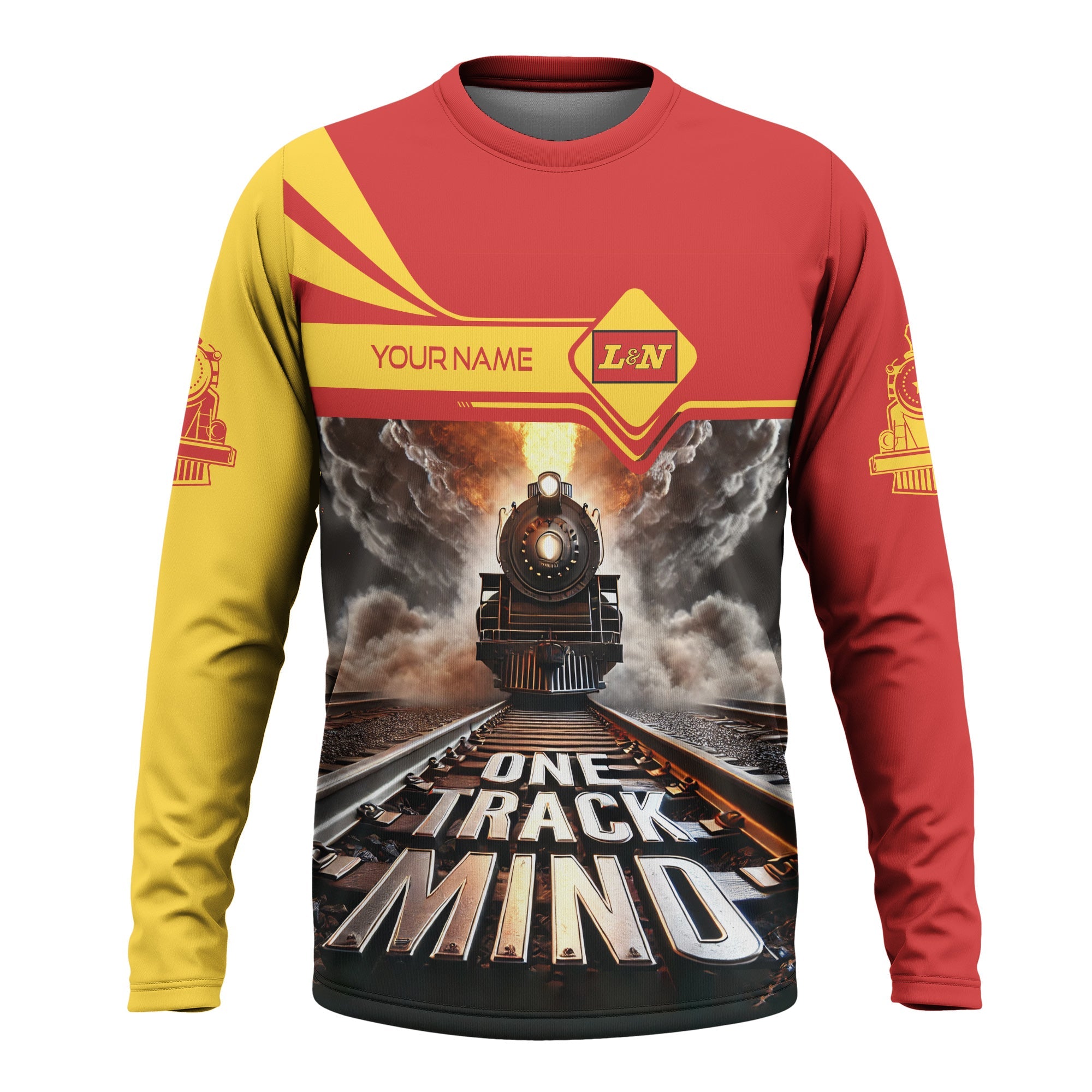 Railspirit Personalized Louisville and Nashville Railroad Long Sleeve Shirt One Track Mind L&N Train Printed Shirt