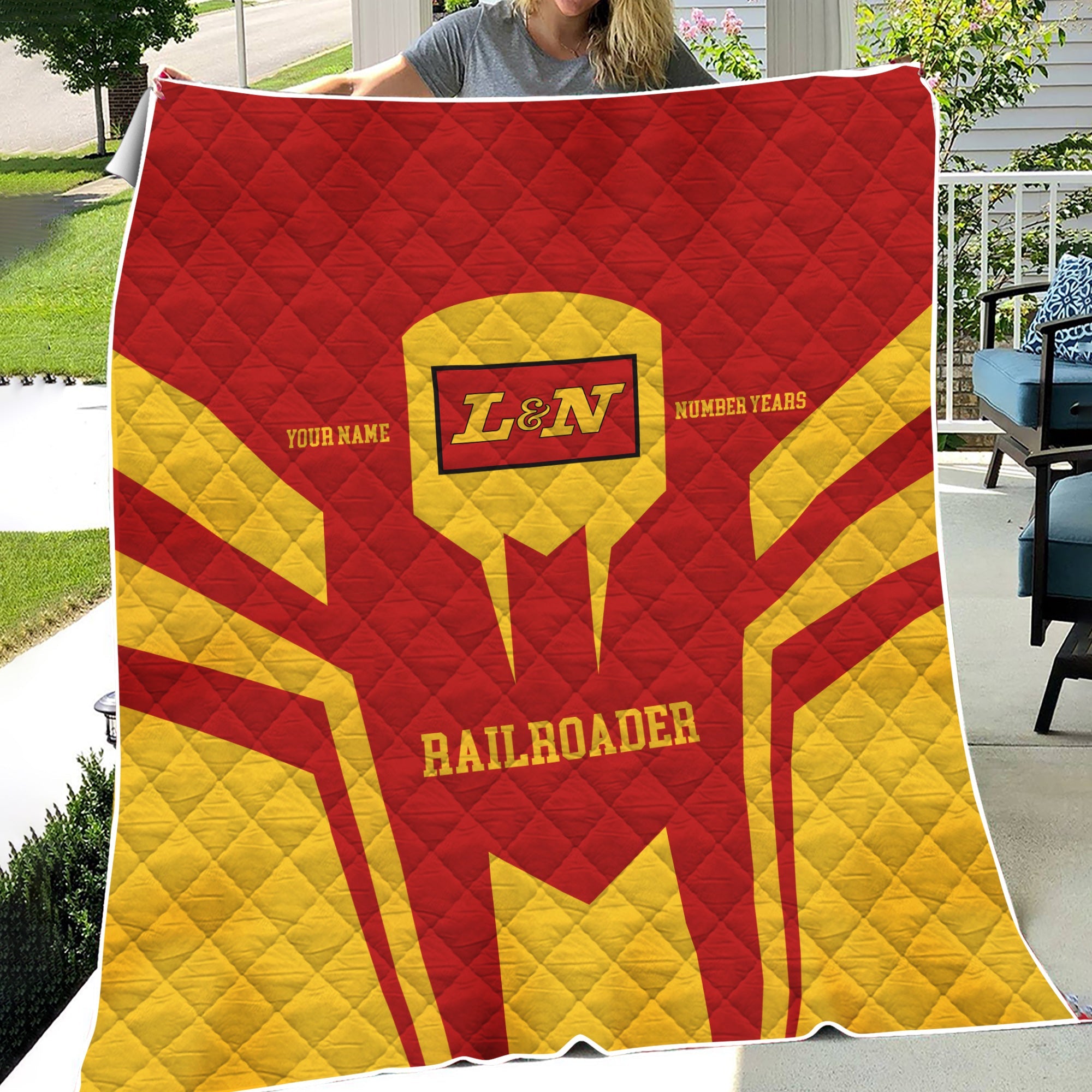 Railspirit Personalized Louisville and Nashville Railroad Premium Quilts Custom Year Railroader L&N Gift Idea For Train Lover