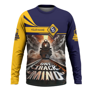 Railspirit Personalized Chesapeake and Ohio Railway Long Sleeve Shirt One Track Mind C&O Train Printed Shirt