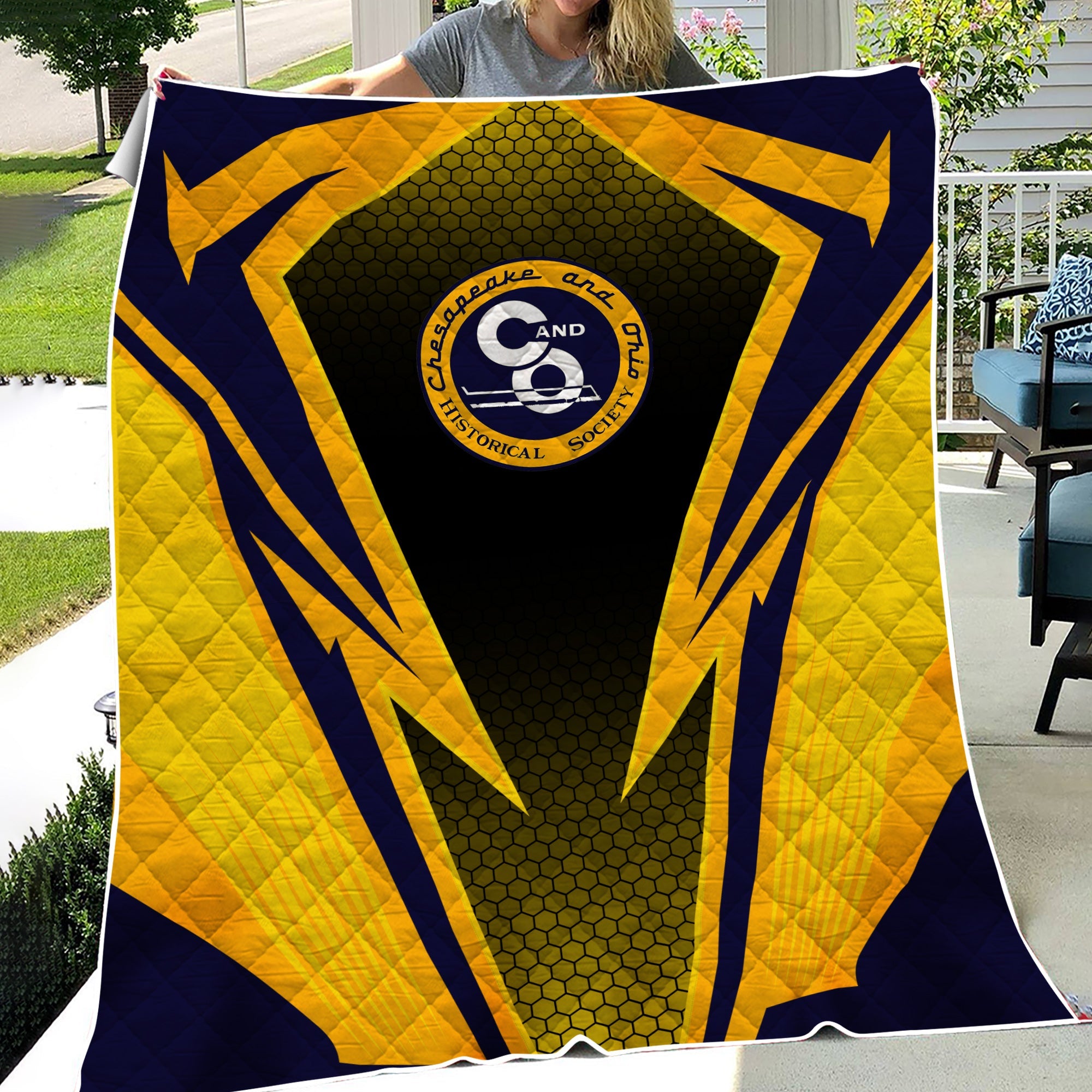 Railspirit Chesapeake and Ohio Railway Premium Quilts Lightning Graphic Style C&O Premium Quilts Gift Idea For Train Lover