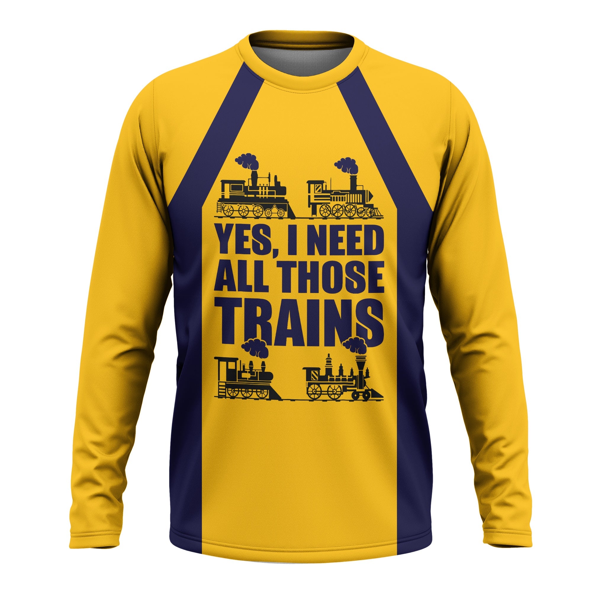 Railspirit Custom Name Chesapeake and Ohio Railway Long Sleeve Shirt Yes I Need All Those Train C&O Printed Shirt