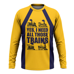 Railspirit Custom Name Chesapeake and Ohio Railway Long Sleeve Shirt Yes I Need All Those Train C&O Printed Shirt