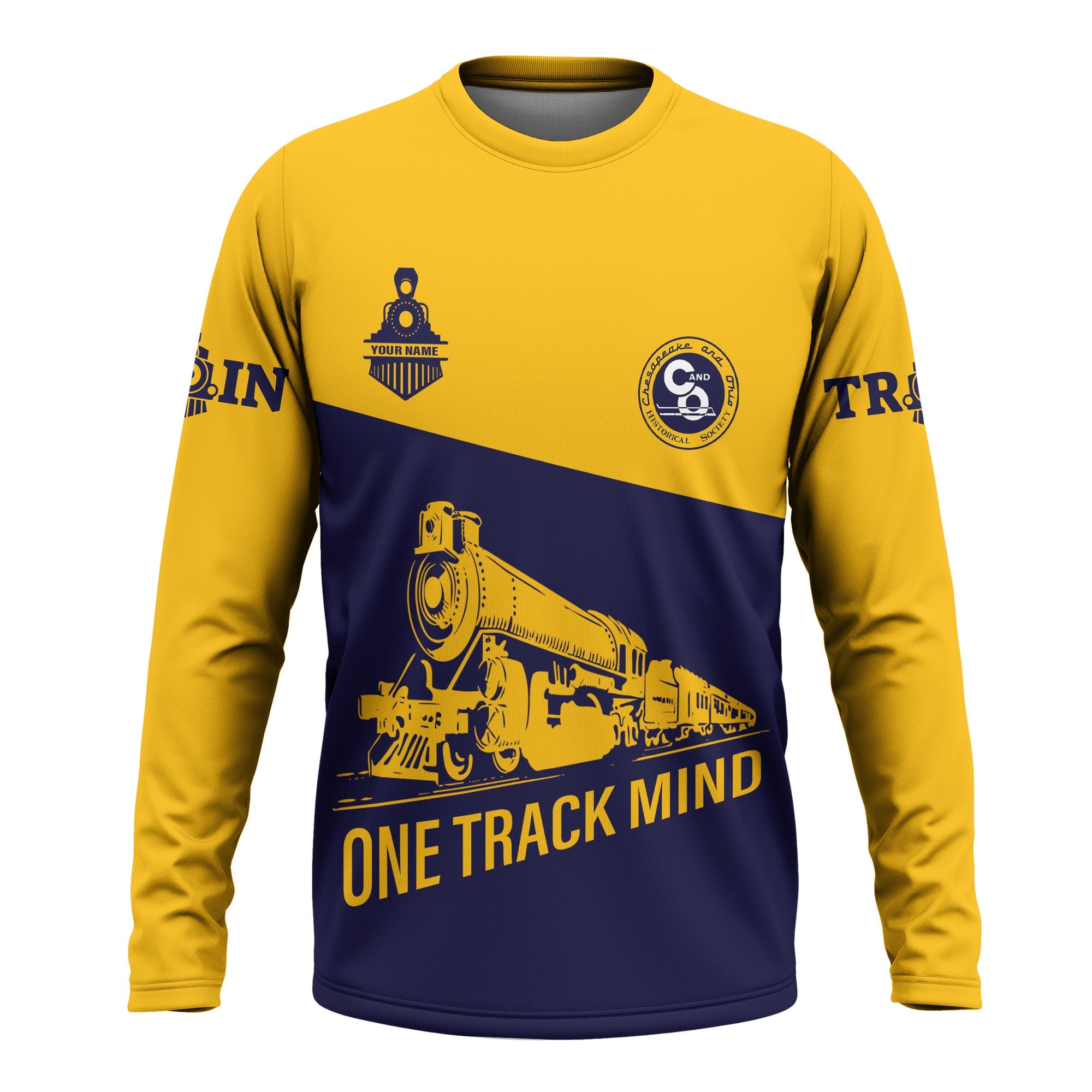Railspirit Custom Name Chesapeake and Ohio Railway Long Sleeve Shirt One Track Mind C&O Printed Shirt