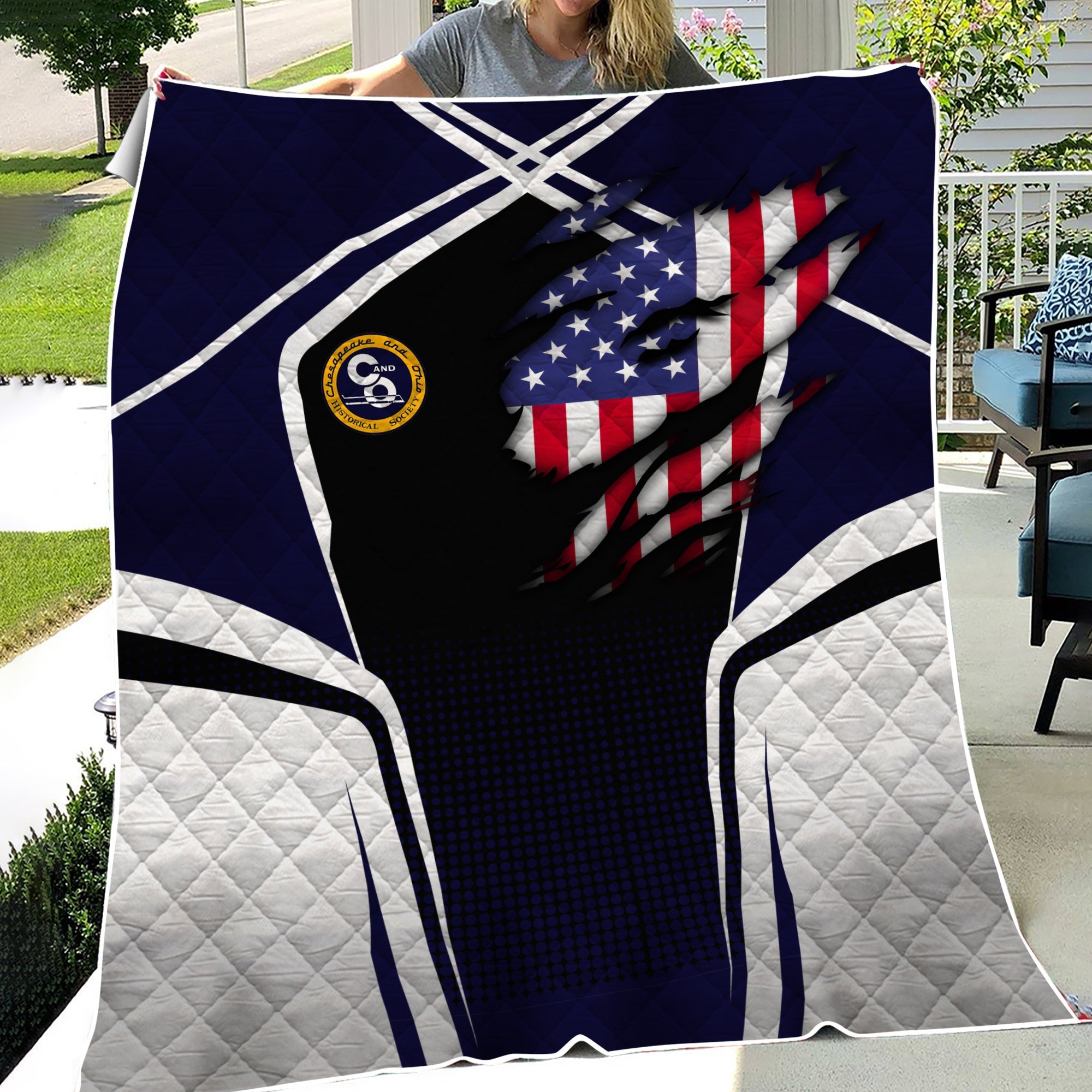 Railspirit Personalized Chesapeake and Ohio Railway Premium Quilts American Vintage C&O All Over Printed Premium Quilts