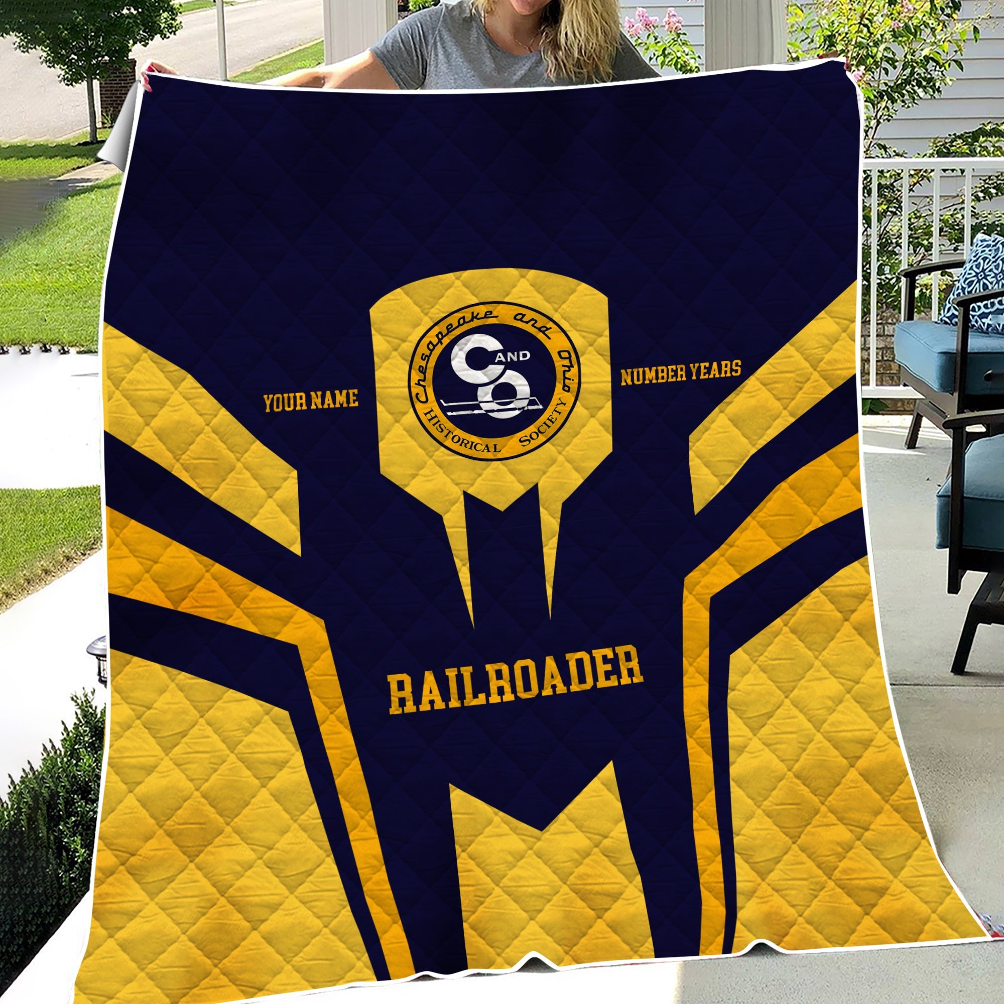 Railspirit Personalized Chesapeake and Ohio Railway Premium Quilts Custom Year Railroader C&O Gift Idea For Train Lover