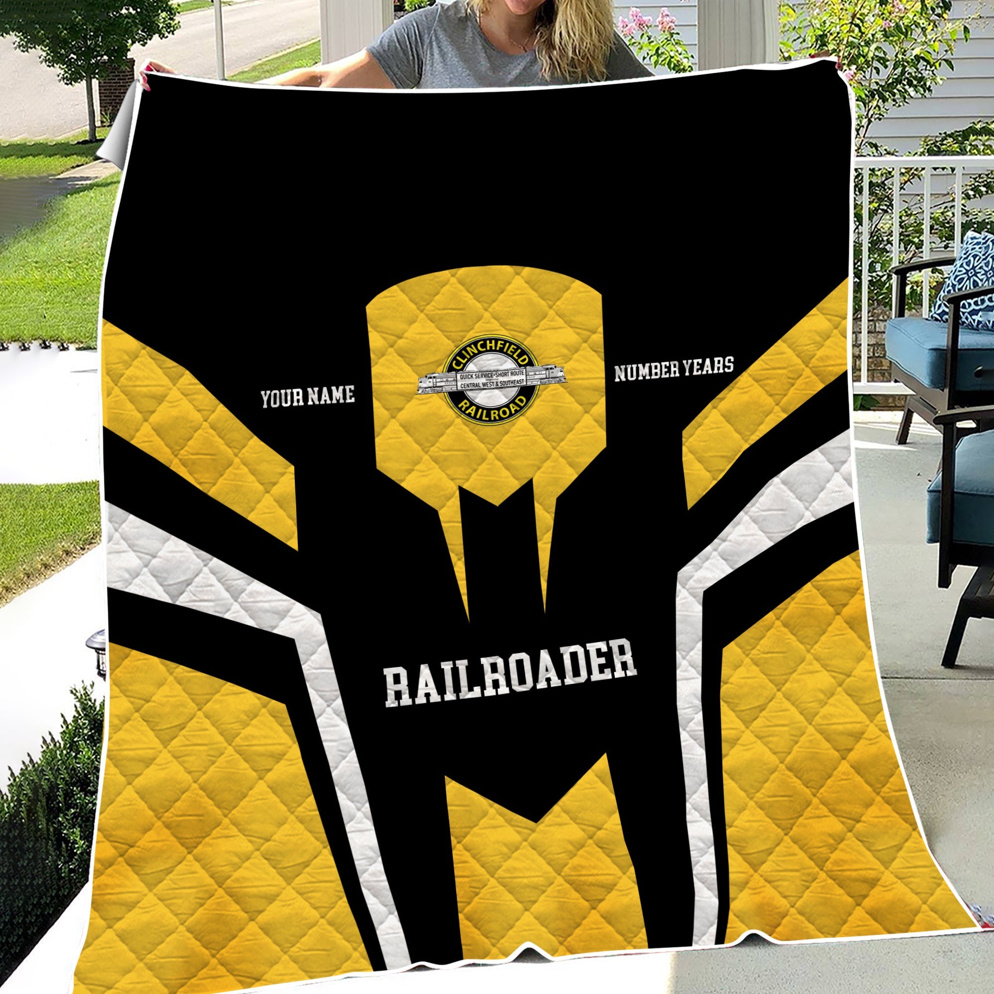 Railspirit Personalized Clinchfield Railroad Premium Quilts Custom Year Railroader Gift Idea For Train Lover