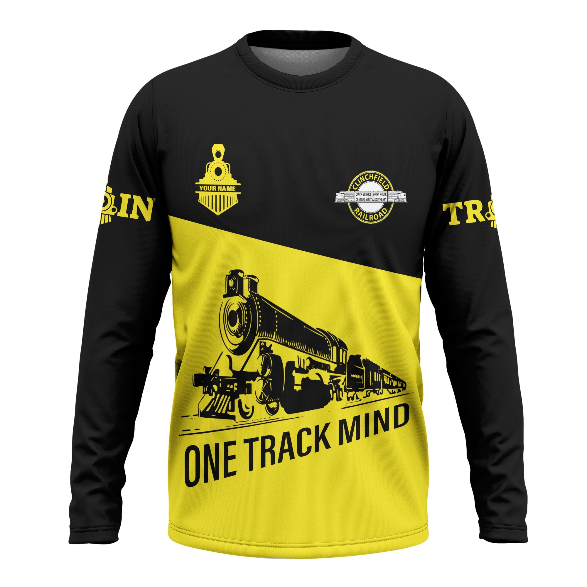 Railspirit Custom Name Clinchfield Railroad Long Sleeve Shirt One Track Mind Printed Shirt