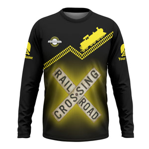 Railspirit Personalized Clinchfield Railroad Long Sleeve Shirt Railroad Crossing Printed Train Track Shirt